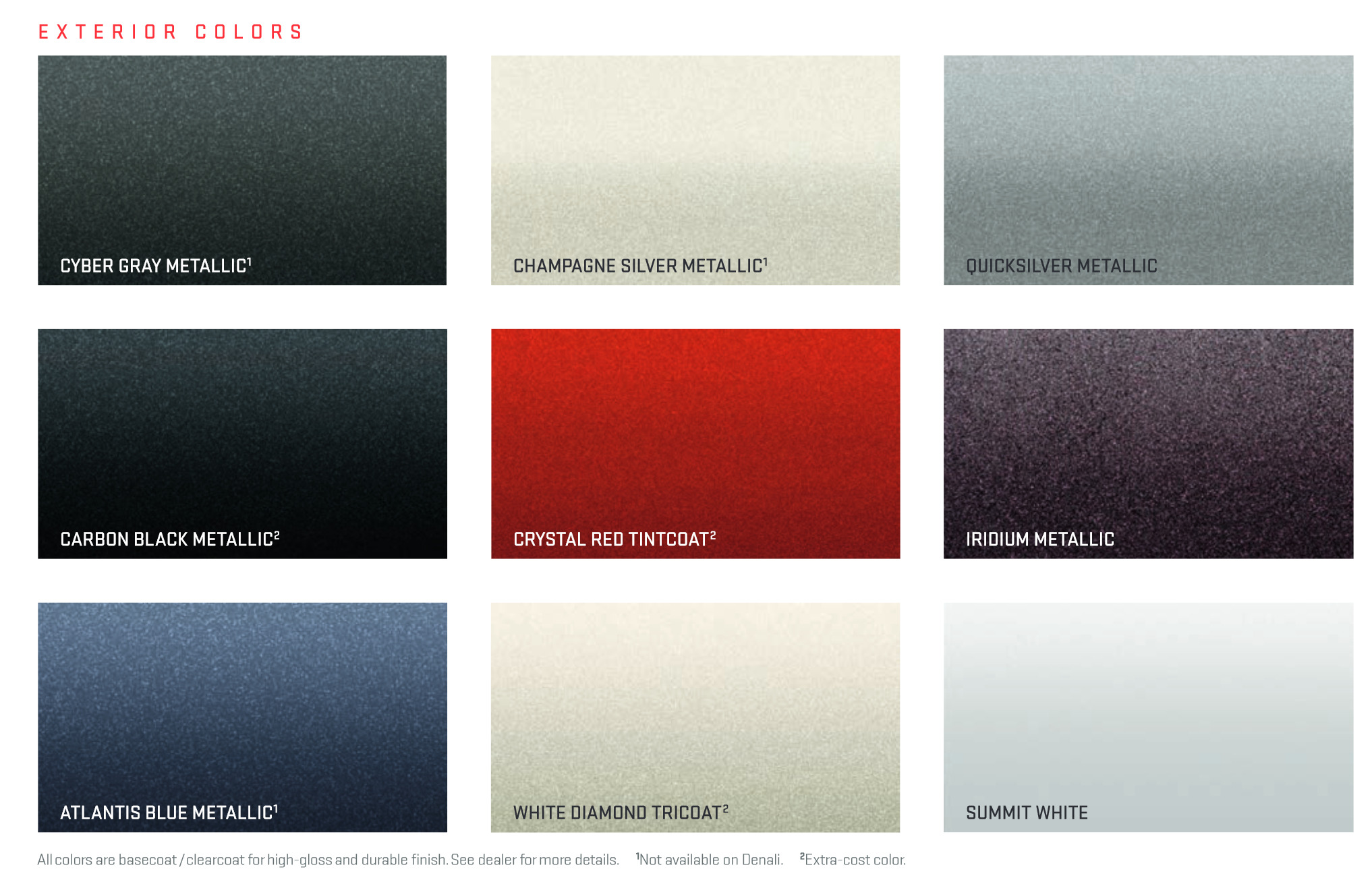 2014 GMC Acadia Paint Chart Paint Colors and paint codes for GMC
