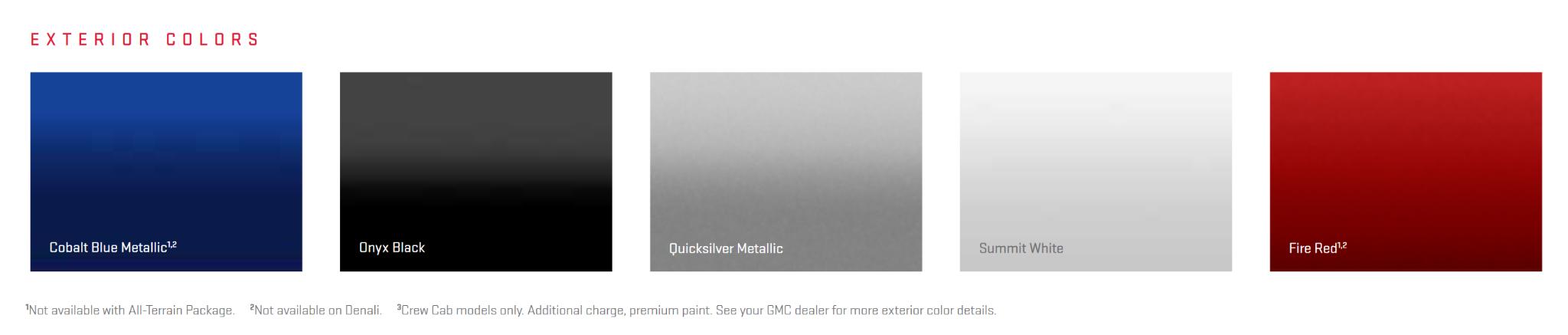2014 GMC Sierra Paint Chart Exterior Paint Codes and Paint Colors