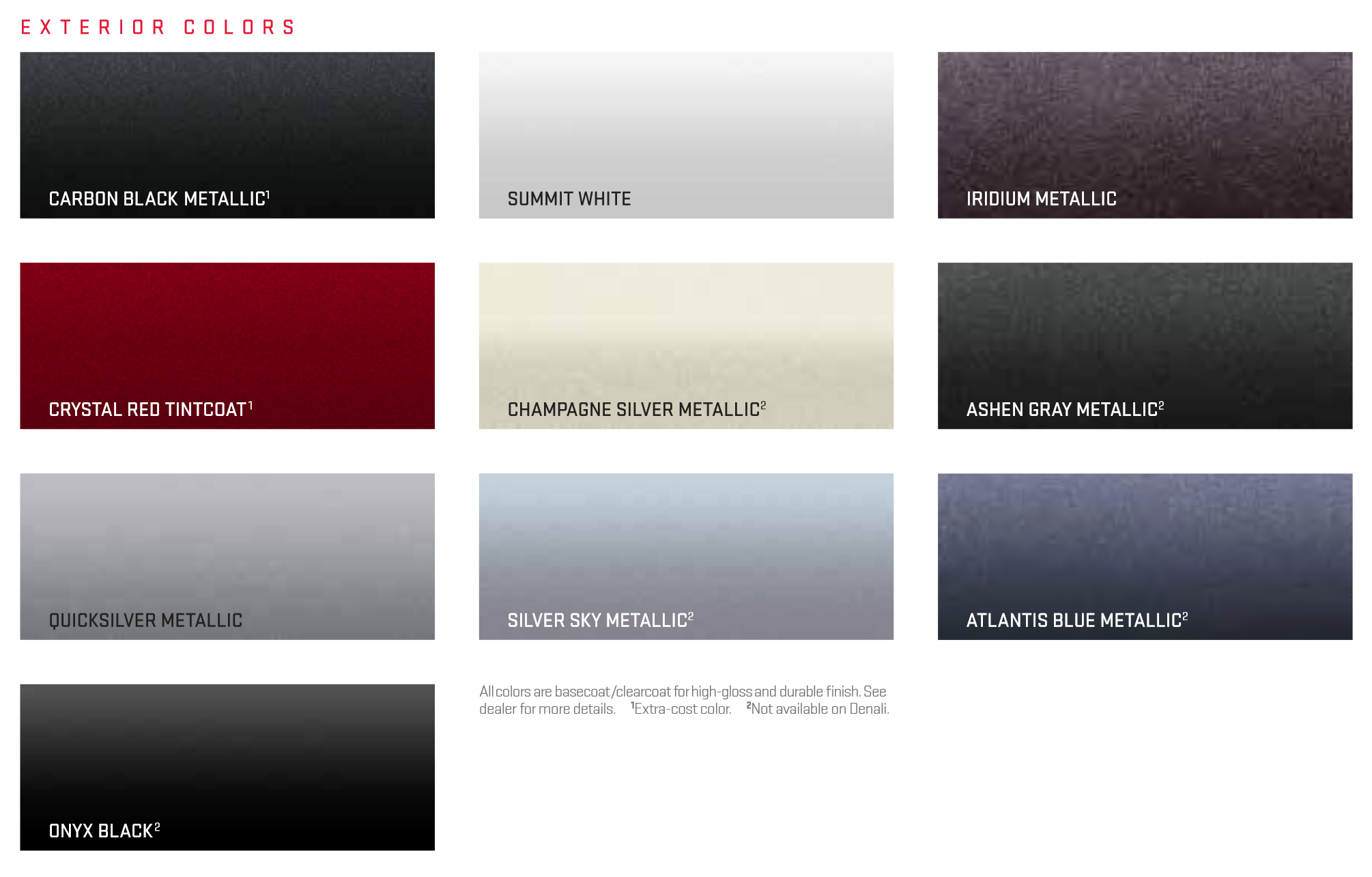 2014 GMC Terrain Paint Chart Exterior Paint Codes and Paint Colors