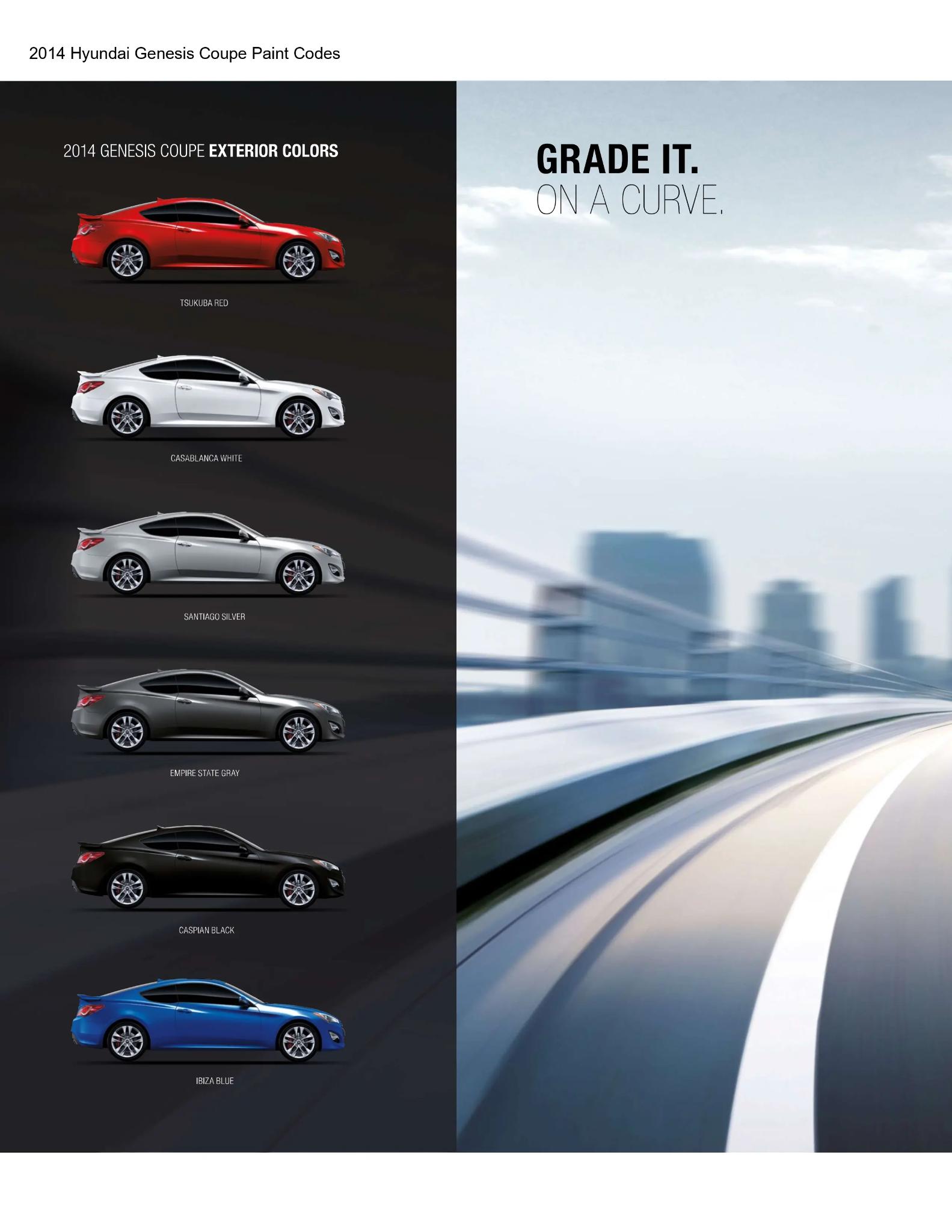 2014 Hyundai Genesis Coupe Paint Codes and Color Chart