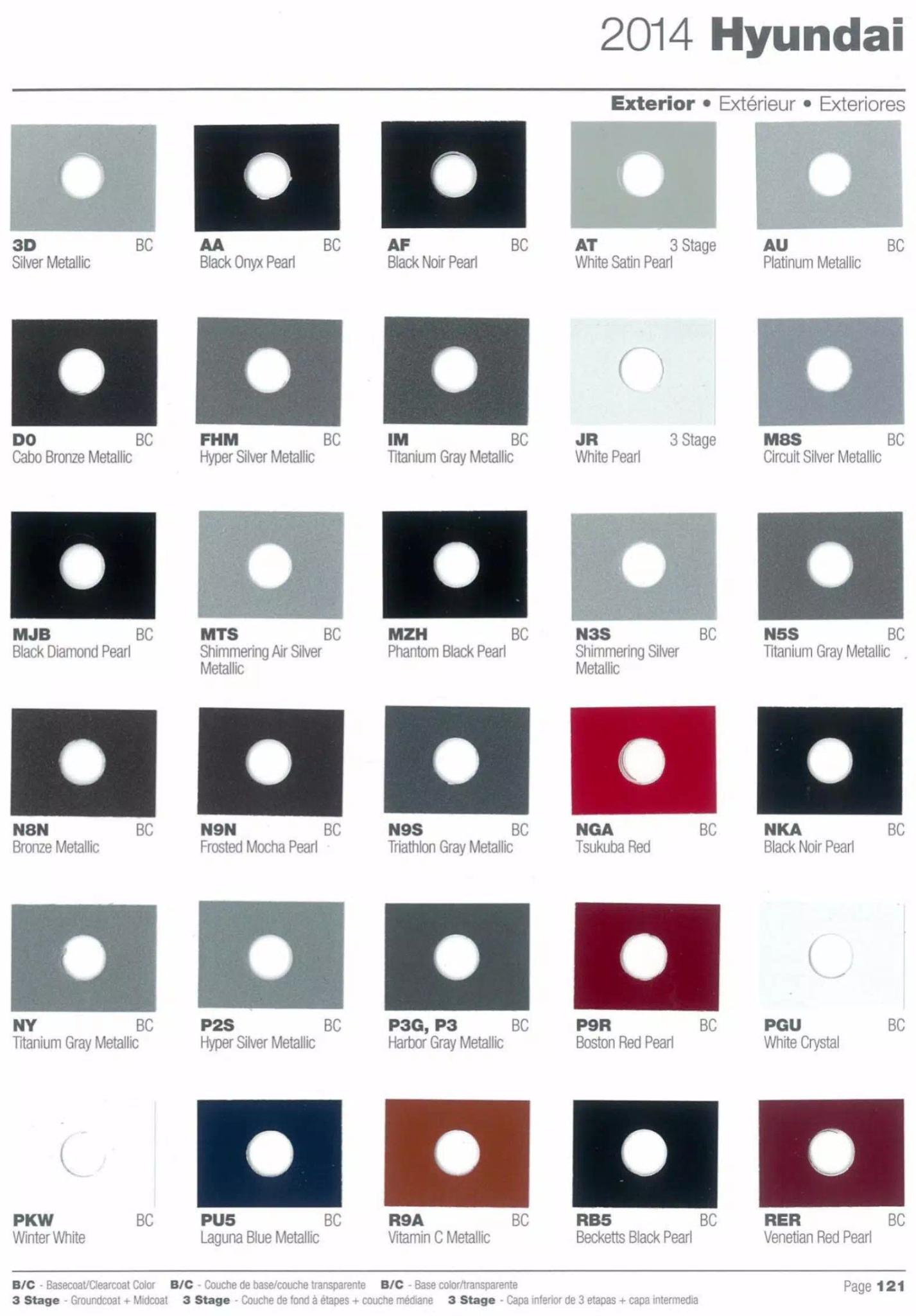 2014 Hyundai Paint Codes and Color Chart Page 1