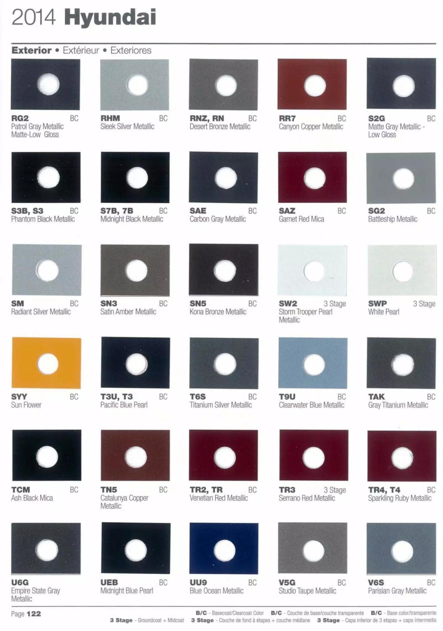 2014 Hyundai Paint Codes and Color Chart Page 2