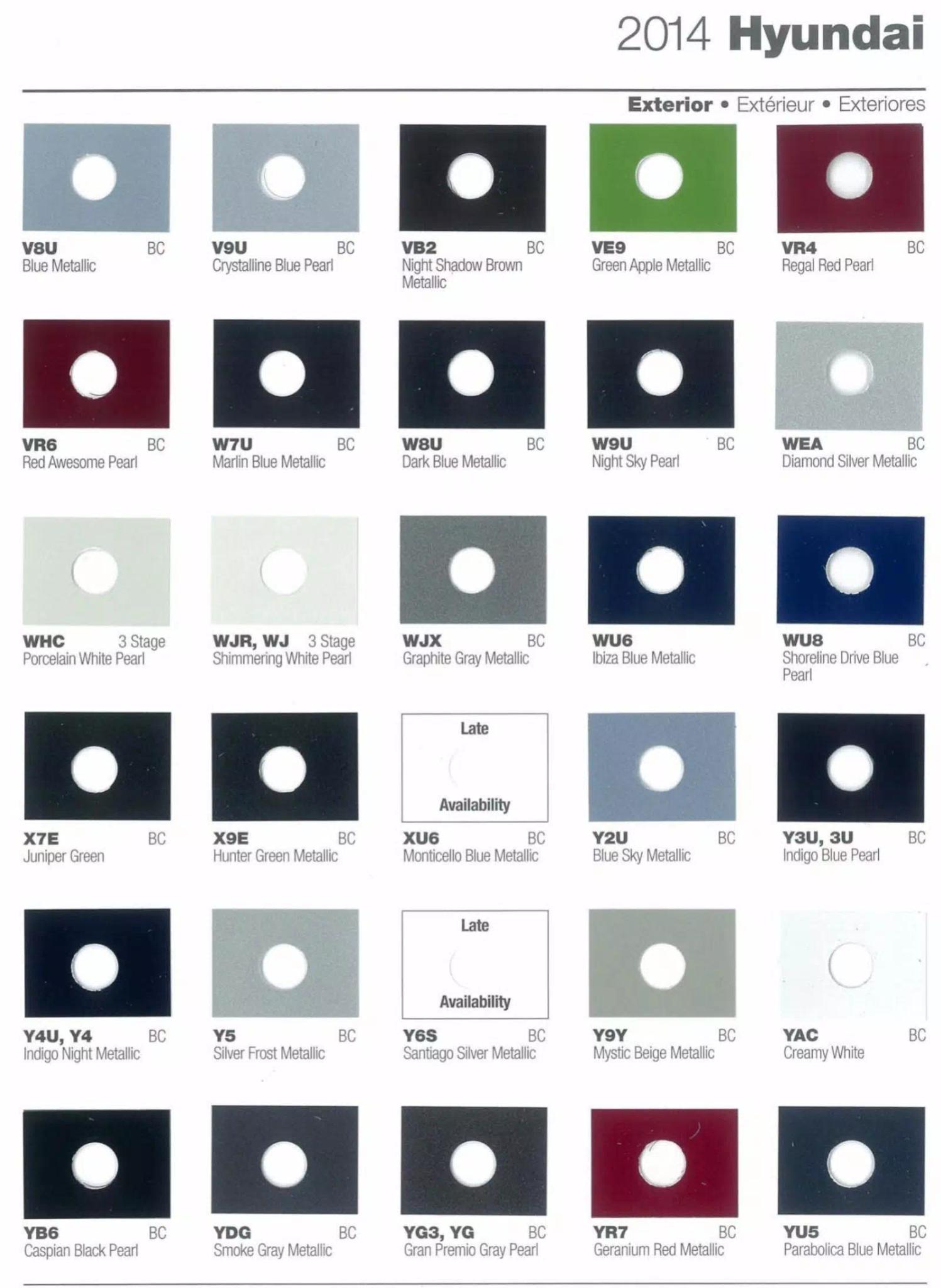 2014 Hyundai Paint Codes and Color Chart Page 3