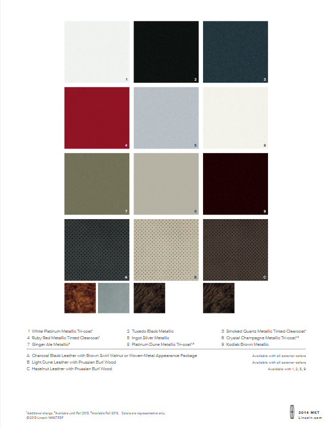 2014 Lincoln MKT Paint Colors