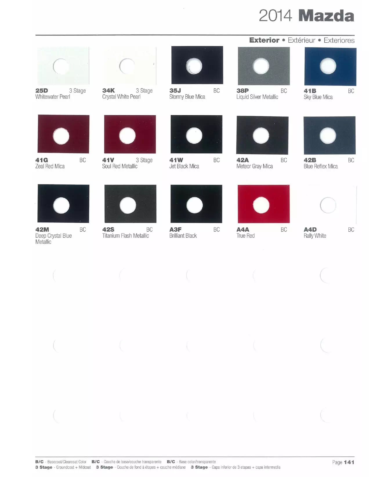 2014 Mazda Paint Codes and Color Chart oem paint codes, color names and paint swatches for 2014 automobiles