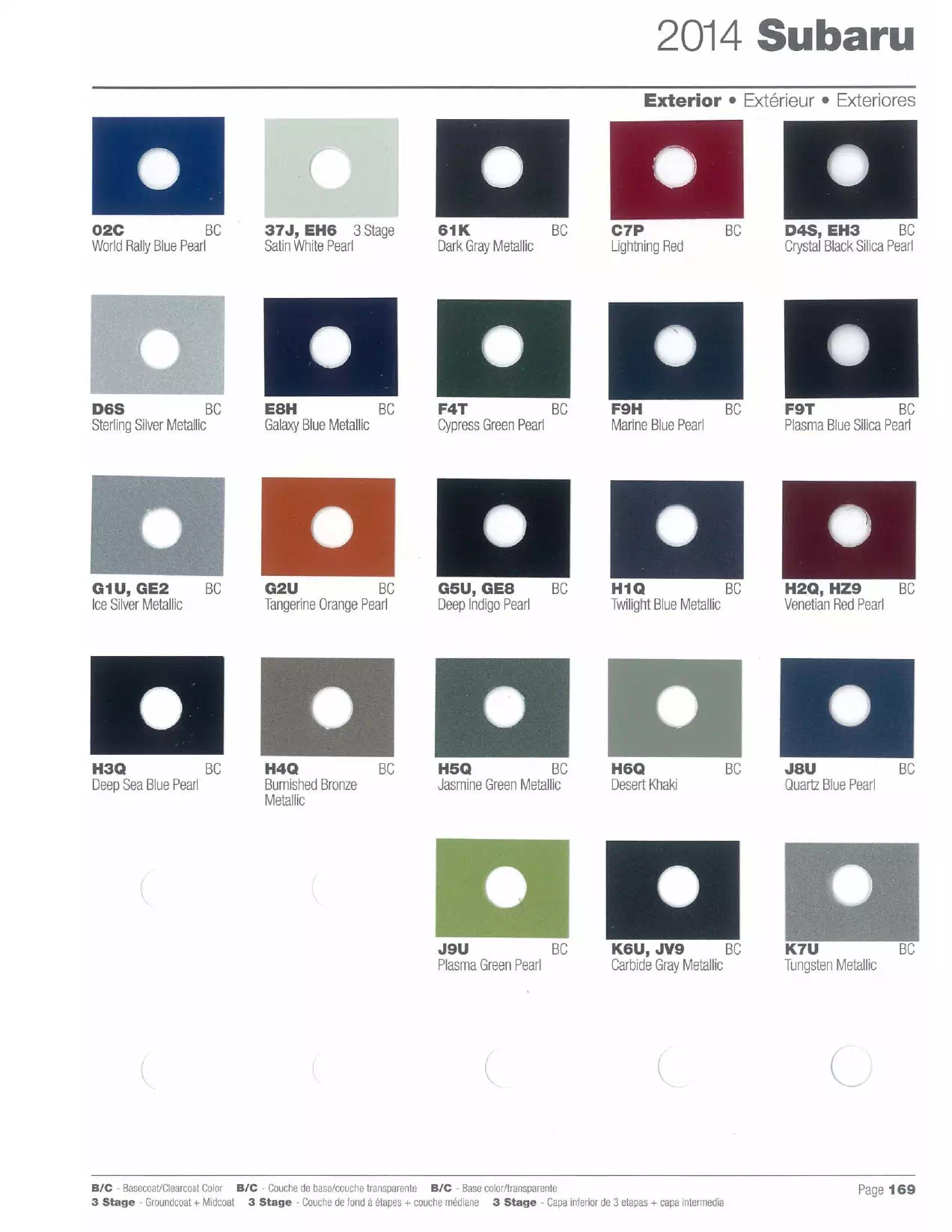 2014 Subaru Paint Chart and Color Codes Color Codes and Paint Examples used on 2014 Subaru Vehicles