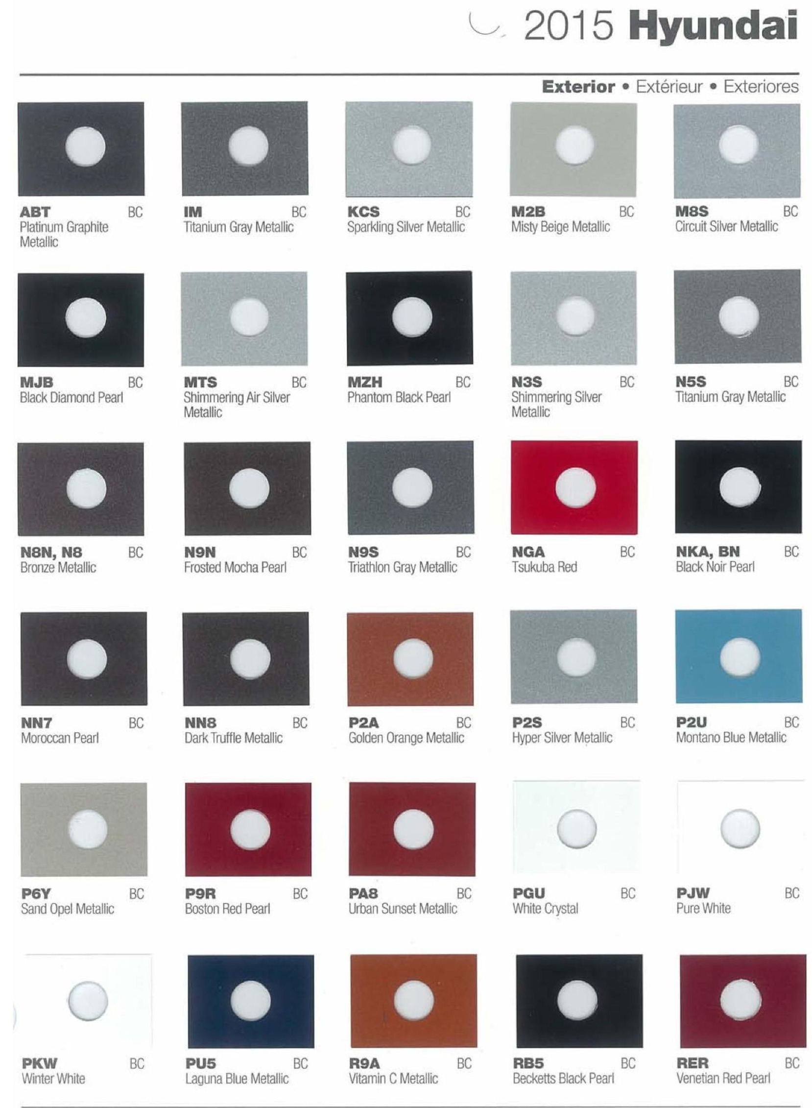 2015 Hyundai Paint Codes