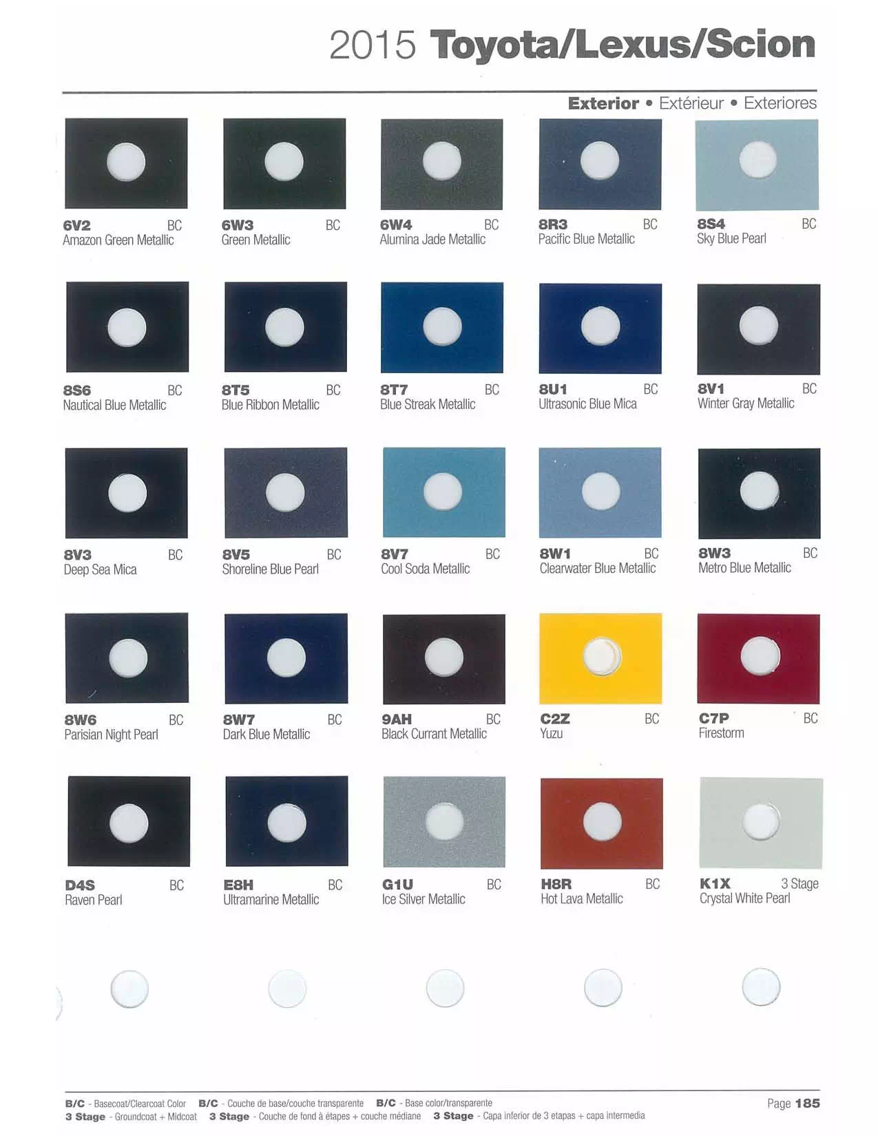 2015 Toyota Lexus & Scion Paint Codes and Chart Paint color examples, their ordering codes, the oem color code, and vehicles the color was used on