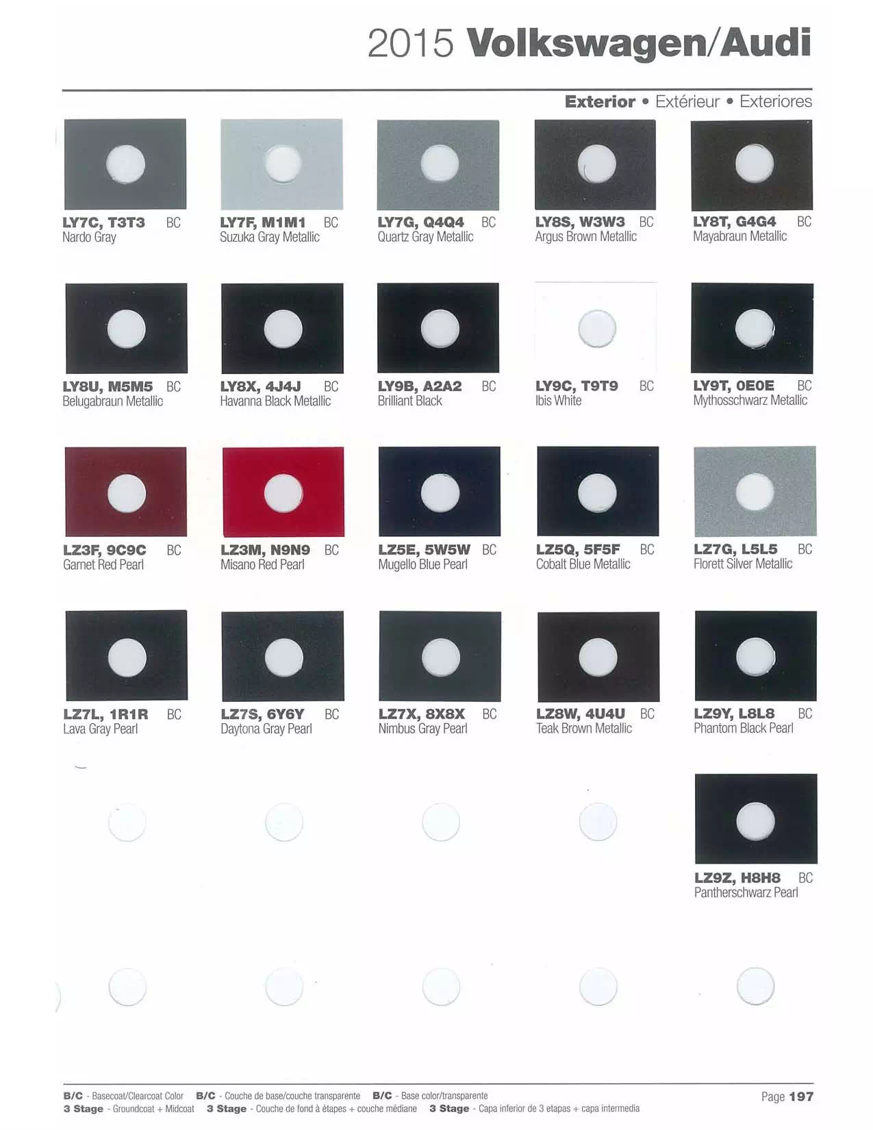 2015 Volkswagen & Audi Paint Codes and Color Chart Paint color examples, their ordering codes, the oem color code, and vehicles the color was used on