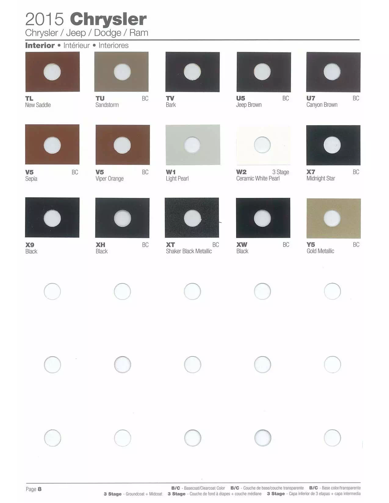 2015 Chrysler, Dodge, Jeep, Ram Paint Colors & Paint Chart Paint color examples, their ordering codes, the oem color code, and vehicles the color was used on