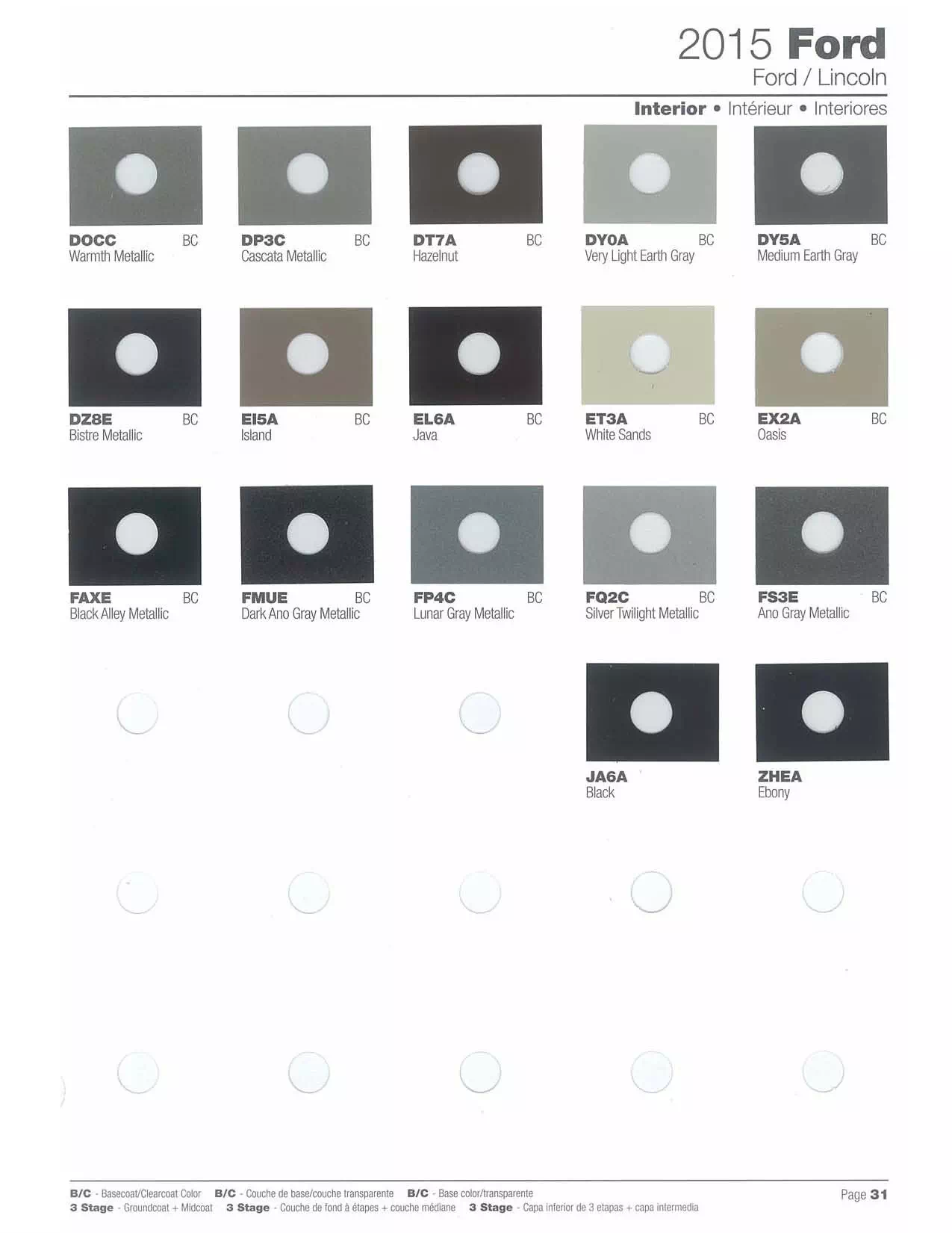 2015 Ford & Lincoln Paint Colors & Color Chart Paint color examples, their ordering codes, the oem color code, and vehicles the color was used on