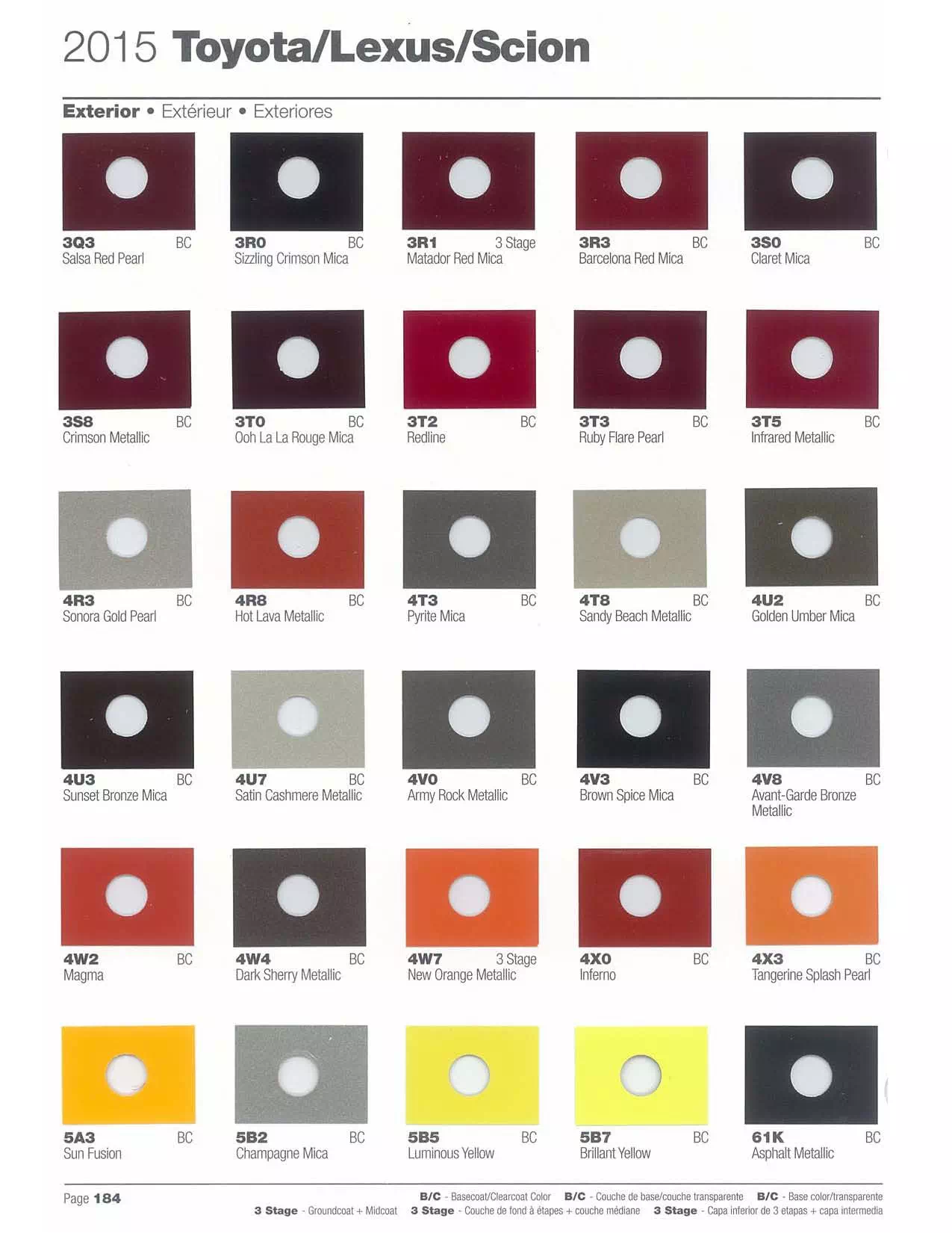 2015 Toyota Lexus & Scion Paint Codes and Chart Paint color examples, their ordering codes, the oem color code, and vehicles the color was used on