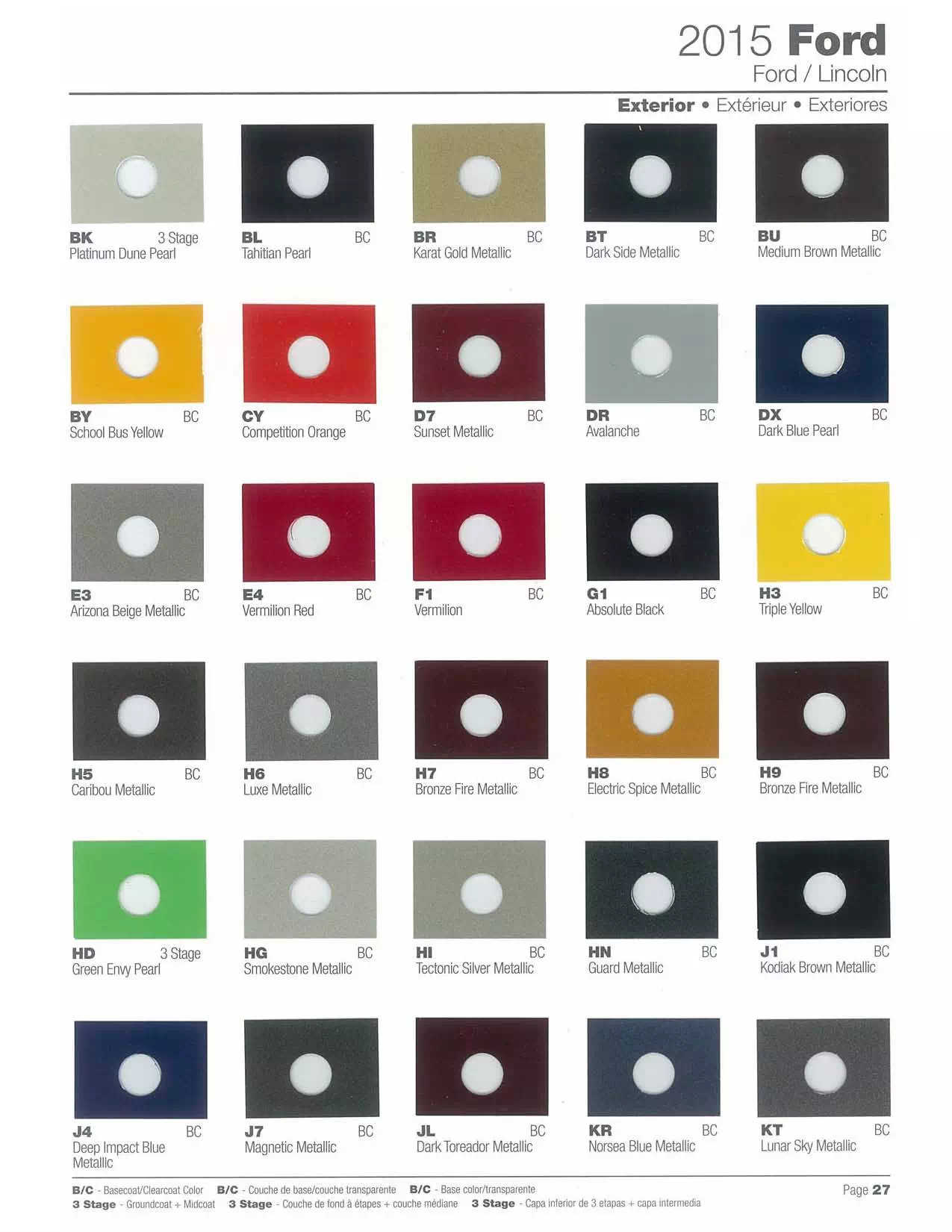2015 Ford & Lincoln Paint Colors & Color Chart Paint color examples, their ordering codes, the oem color code, and vehicles the color was used on