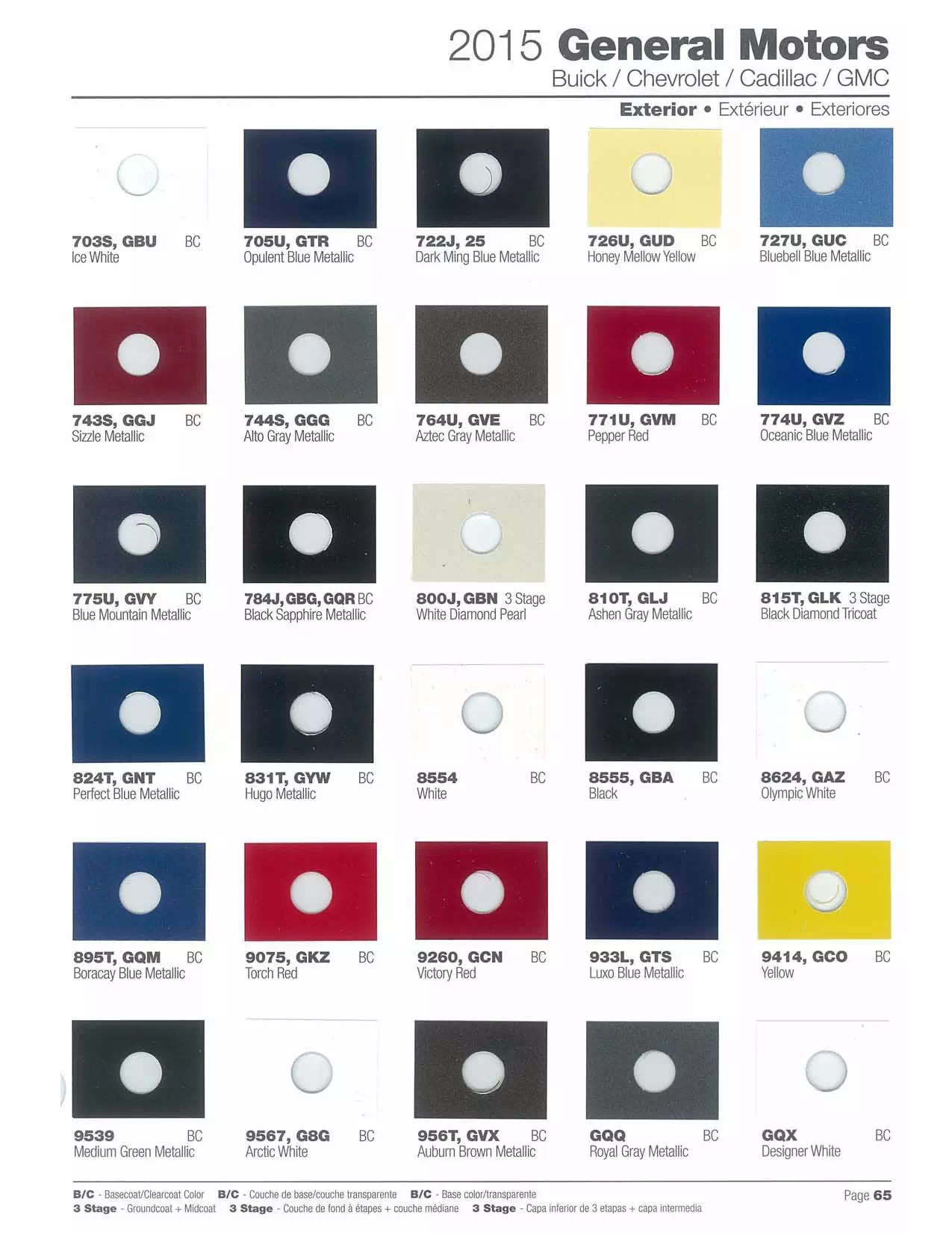 Paint color examples, their ordering codes, the oem color code, and vehicles the color was used on