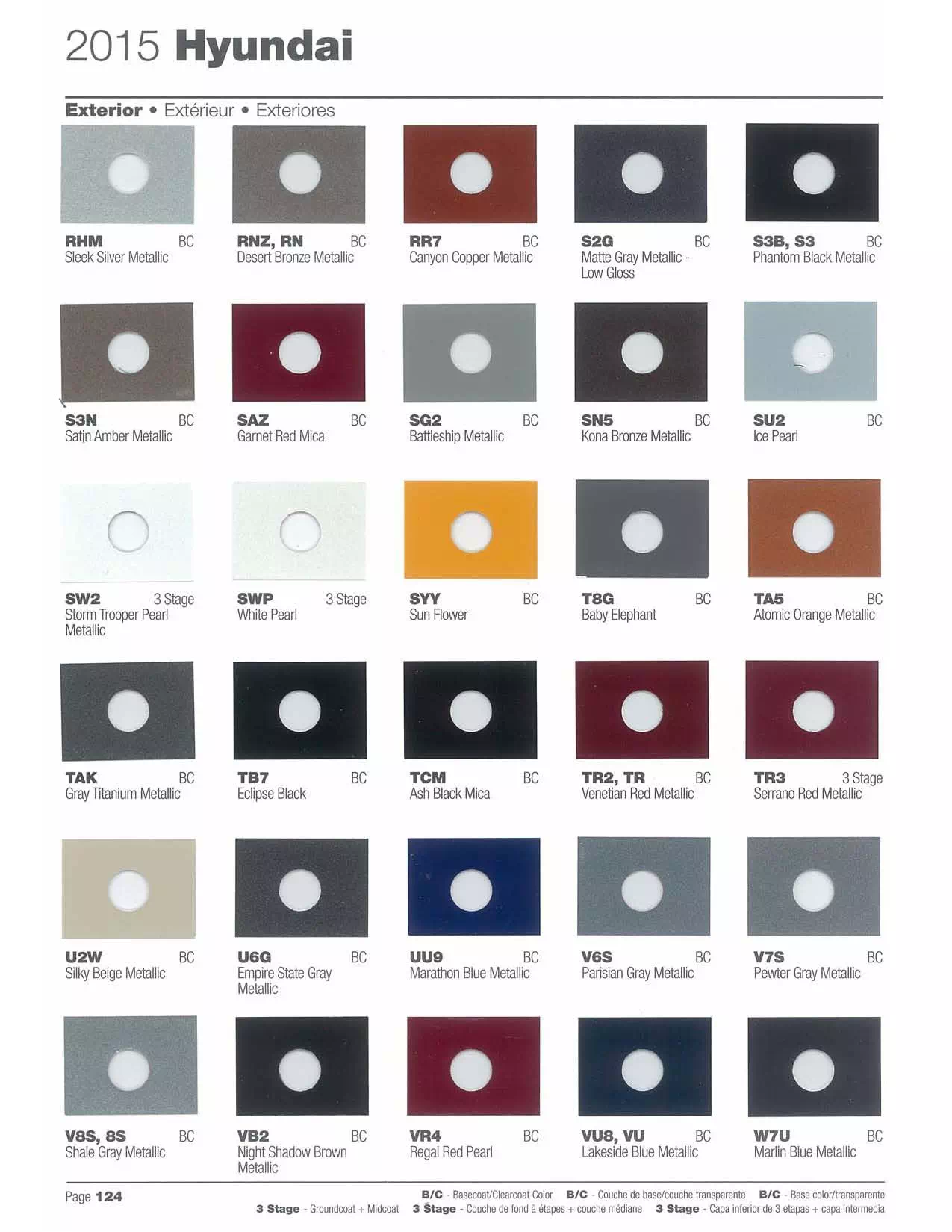 2015 Hyundai Paint Codes and Color Chart Paint color examples, their ordering codes, the oem color code, and vehicles the color was used on