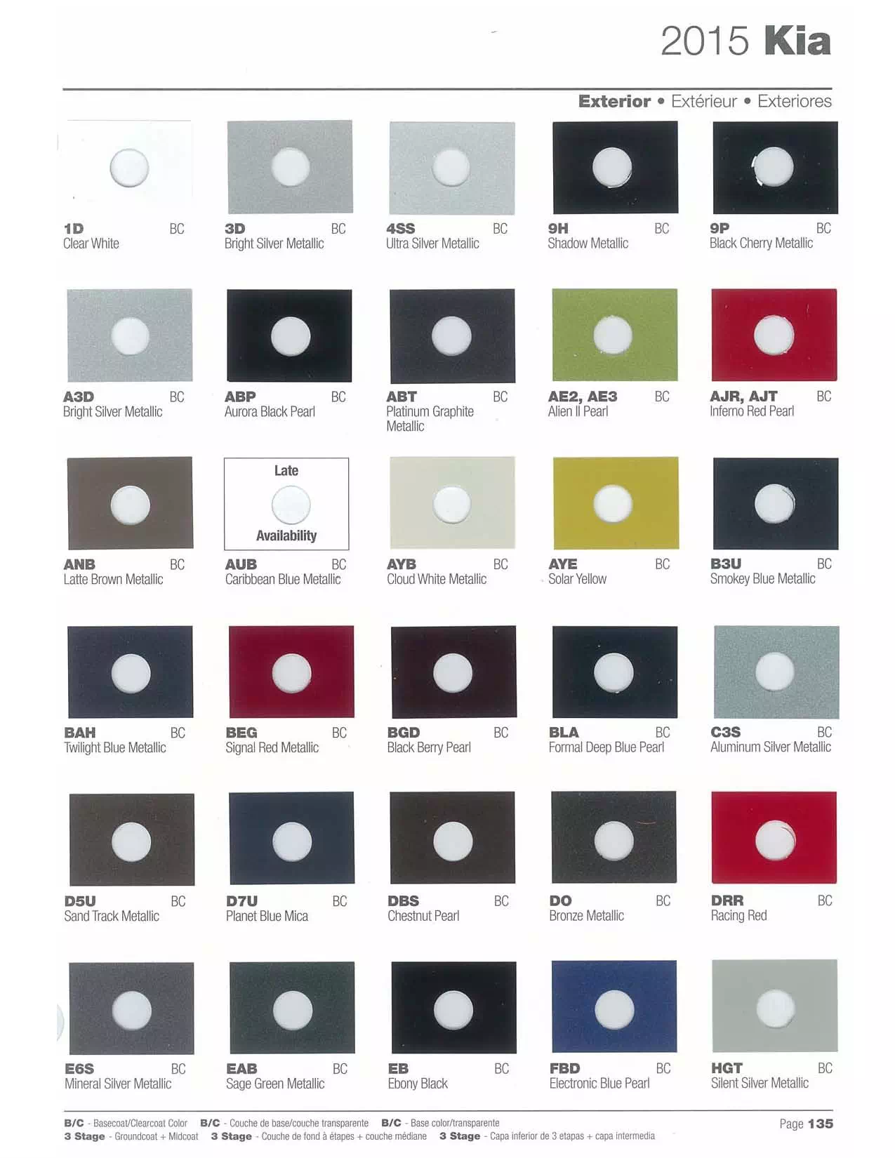 Paint color examples, their ordering codes, the oem color code, and vehicles the color was used on