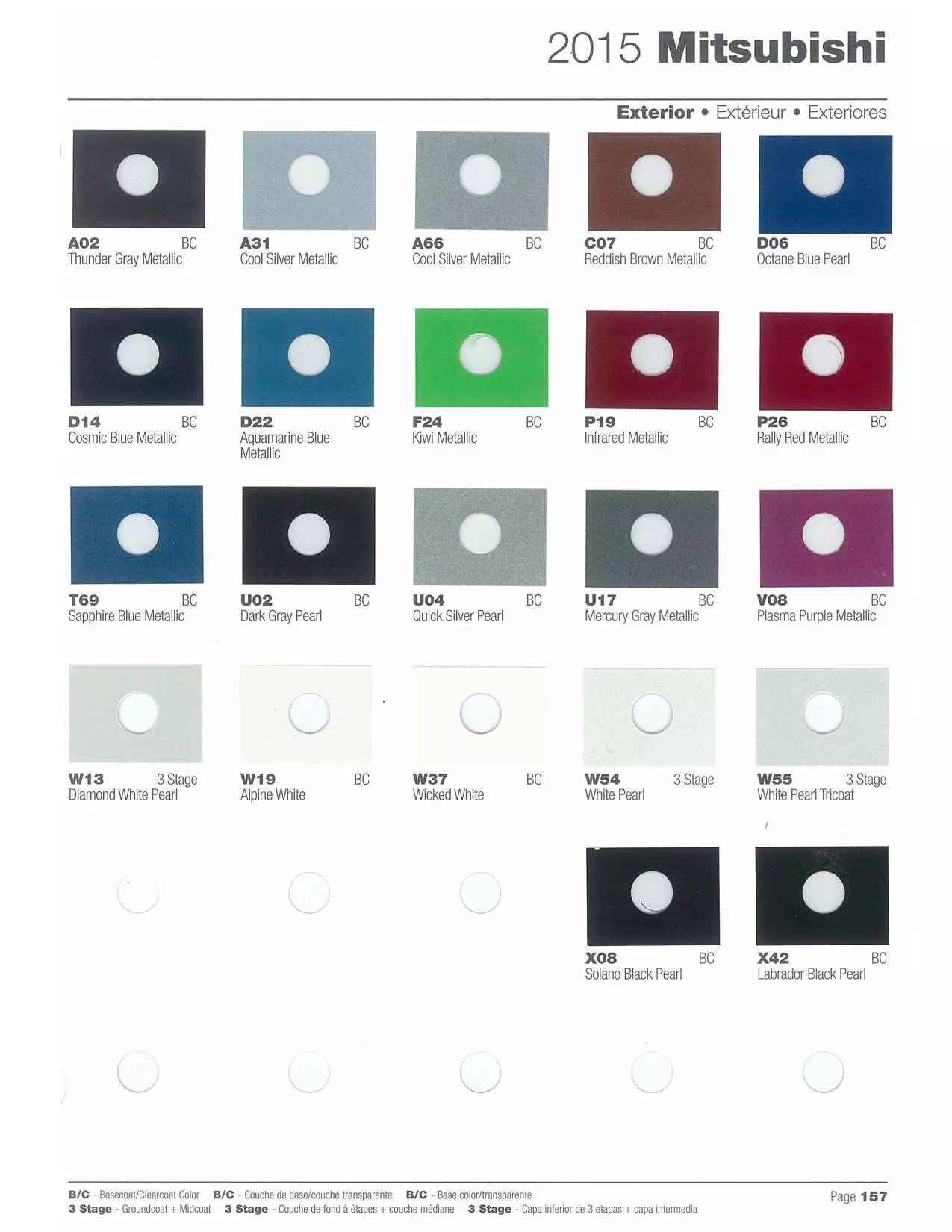 Paint color examples, their ordering codes, the oem color code, and vehicles the color was used on