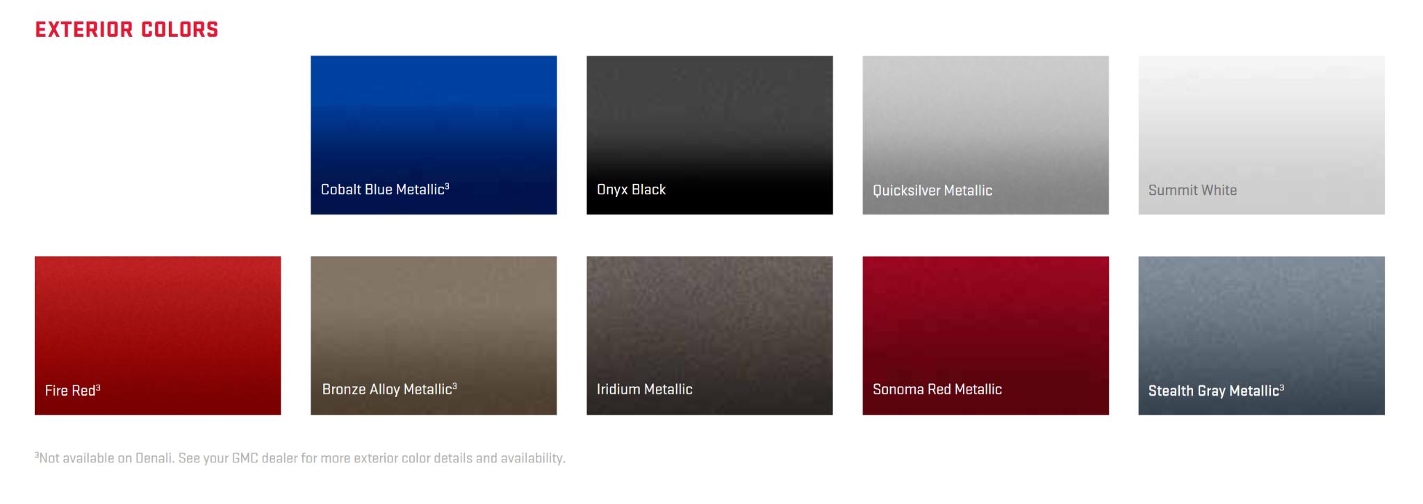 2015 GMC Sierra 2500 Paint Chart Paint Colors and paint codes for GMC