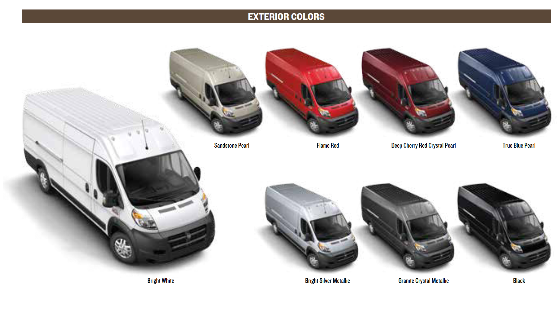 2015 Ram Promaster Paint Chart oem colors used for ram promaster for the model year