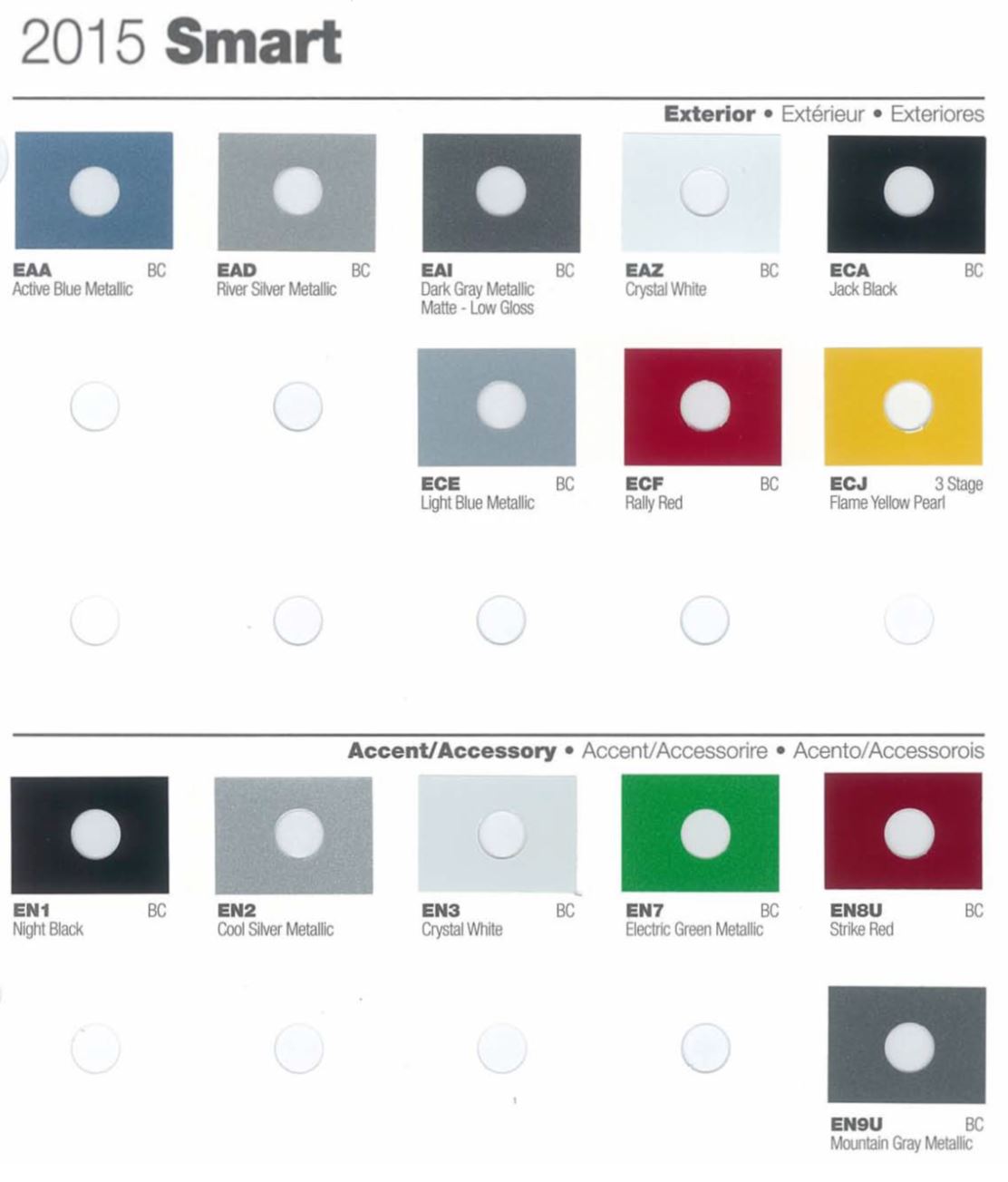 2015 Smart Color Code Chart All 2015 Smart car colors and codes