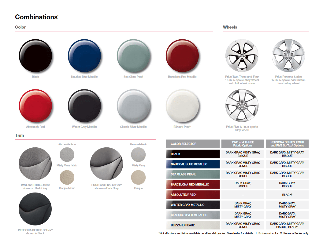 2015 Toyota Prius Paint Chart Exterior Paint Options for the Toyota Prius vehicle