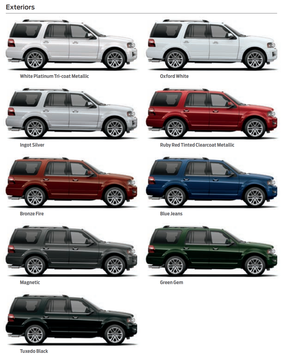 2015 Ford Expedition All Models Paint Colors Paint Colors