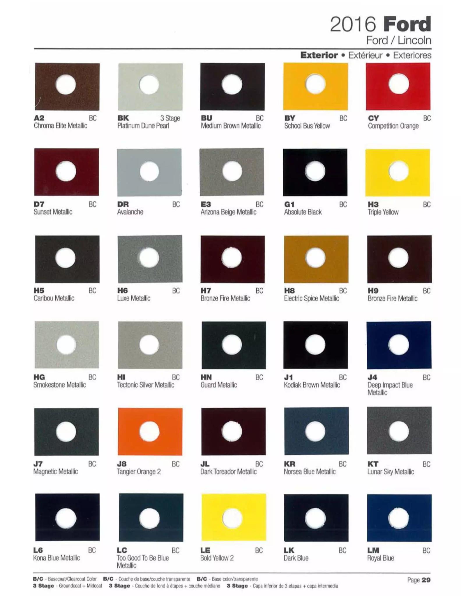 2016 Ford Paint Chart 2016 Ford and Lincoln Vehicles Paint Codes and Color Swatches