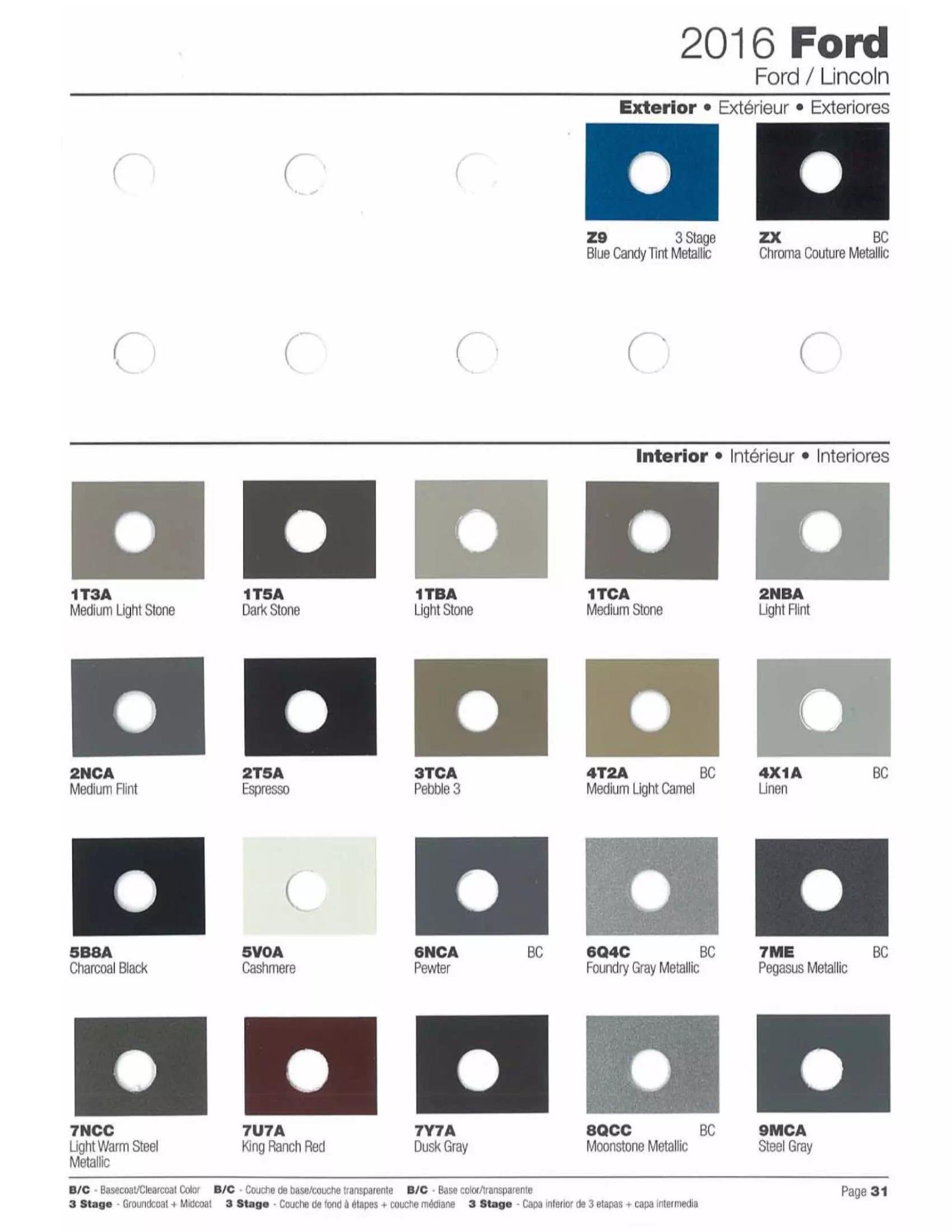 2016 Ford Paint Chart 2016 Ford and Lincoln Vehicles Paint Codes and Color Swatches