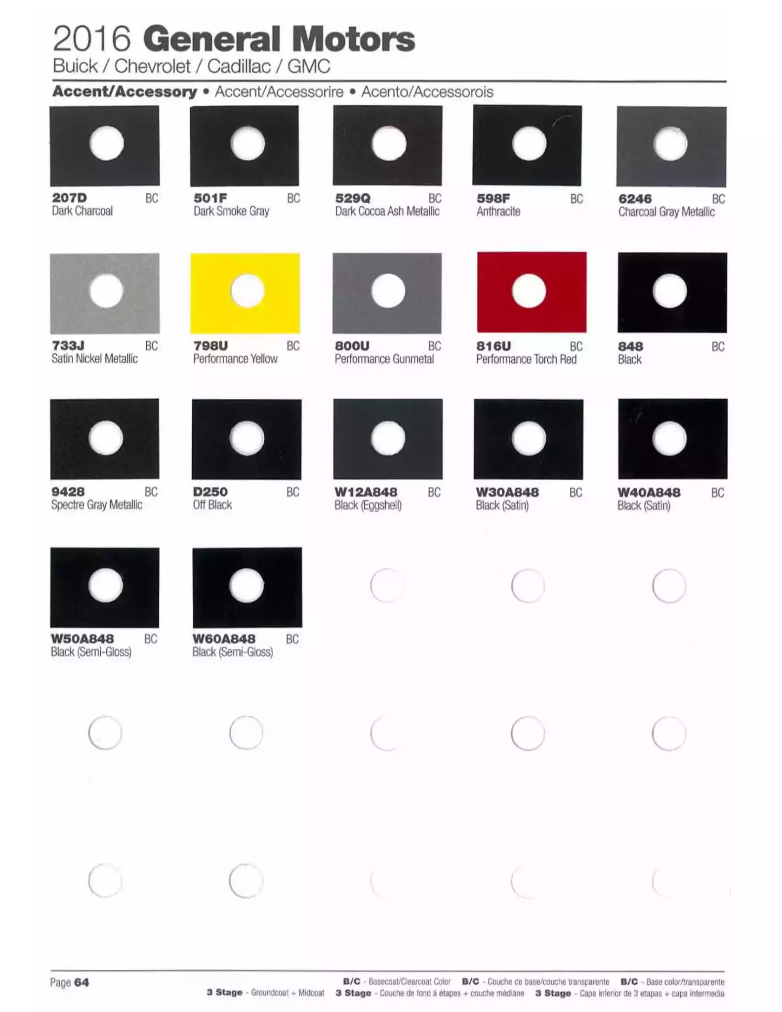 2016 Buick, Cadillac, Chevrolet, & GMC Paint Codes & Color Chart Paint color examples, their ordering codes, the oem color code, and vehicles the color was used on