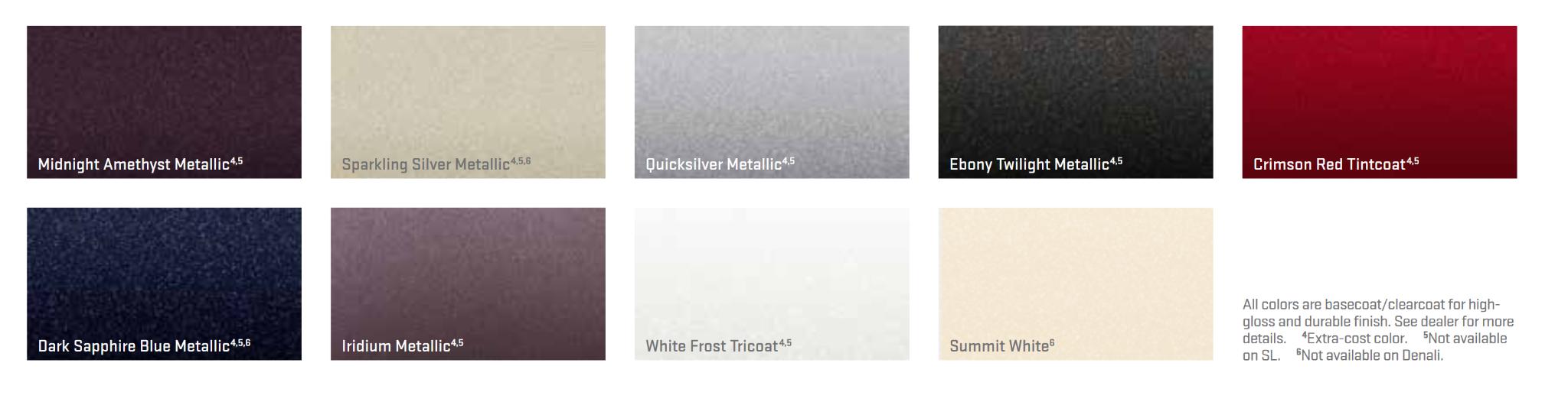 2016 GMC Acadia Paint Chart Paint Colors and paint codes for GMC
