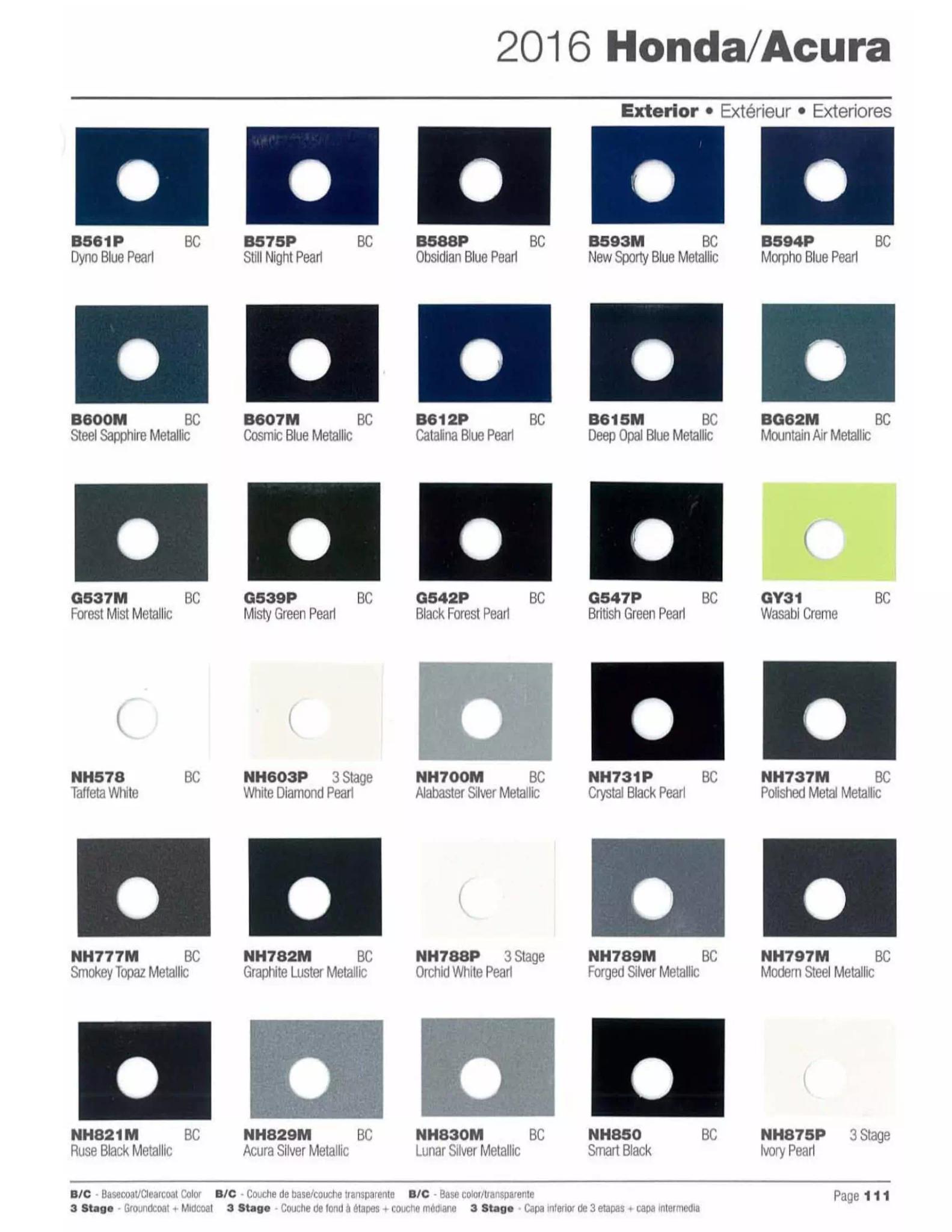 Paint color examples, their ordering codes, the oem color code, and vehicles the color was used on