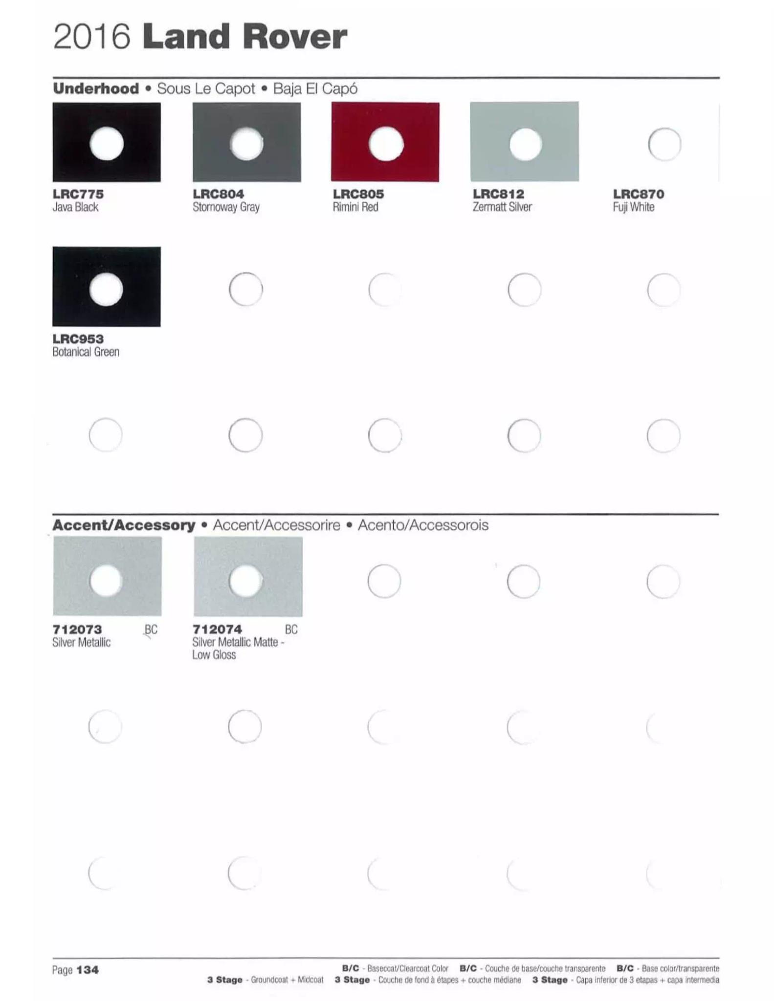 2016 Land Rover Paint Codes & Color Chart Paint color examples, their ordering codes, the oem color code, and vehicles the color was used on