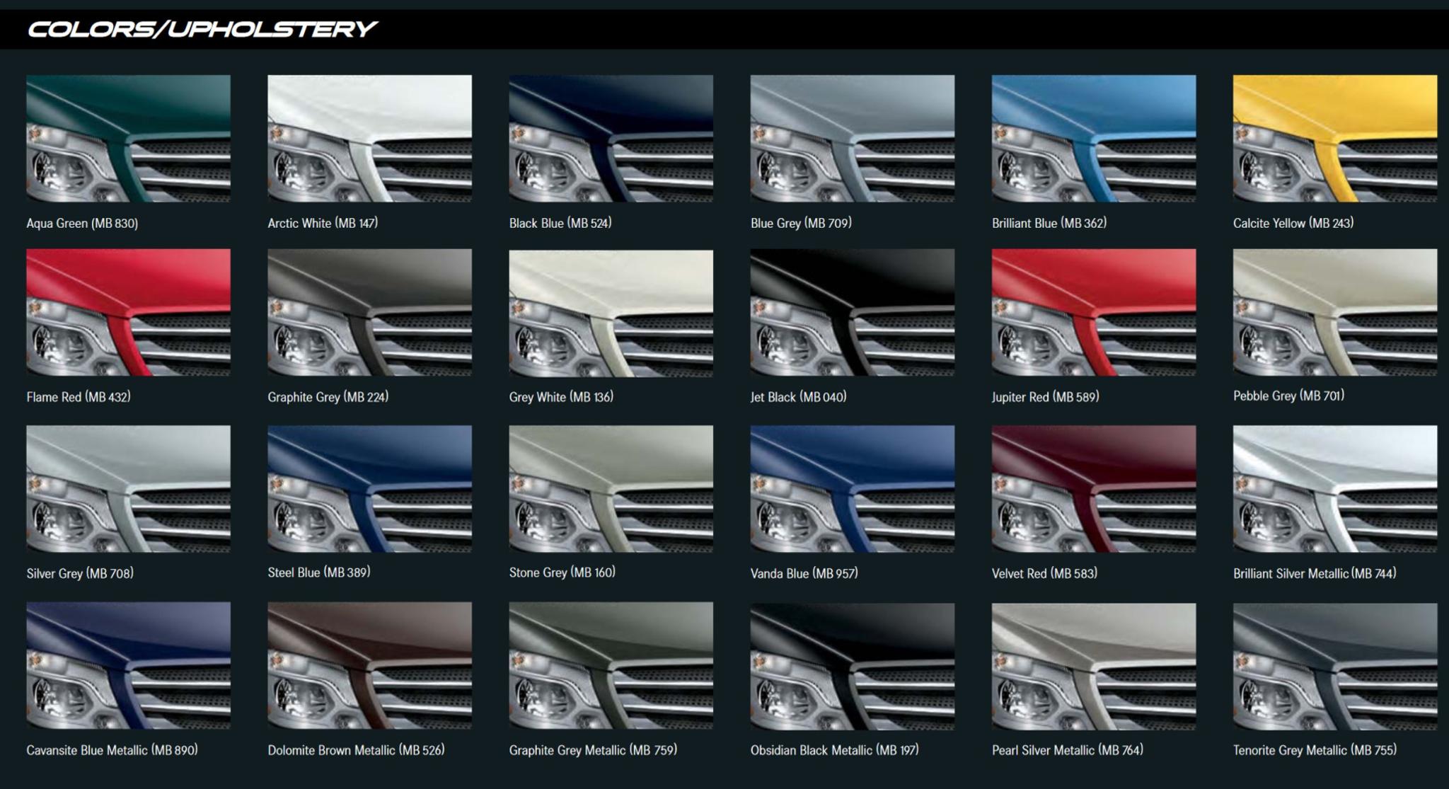 2016 Mercedes Benz Sprinter Brochure Paint Color Options vehicle examples, color names, and color codes for the Mercedes-Benz Vehicle