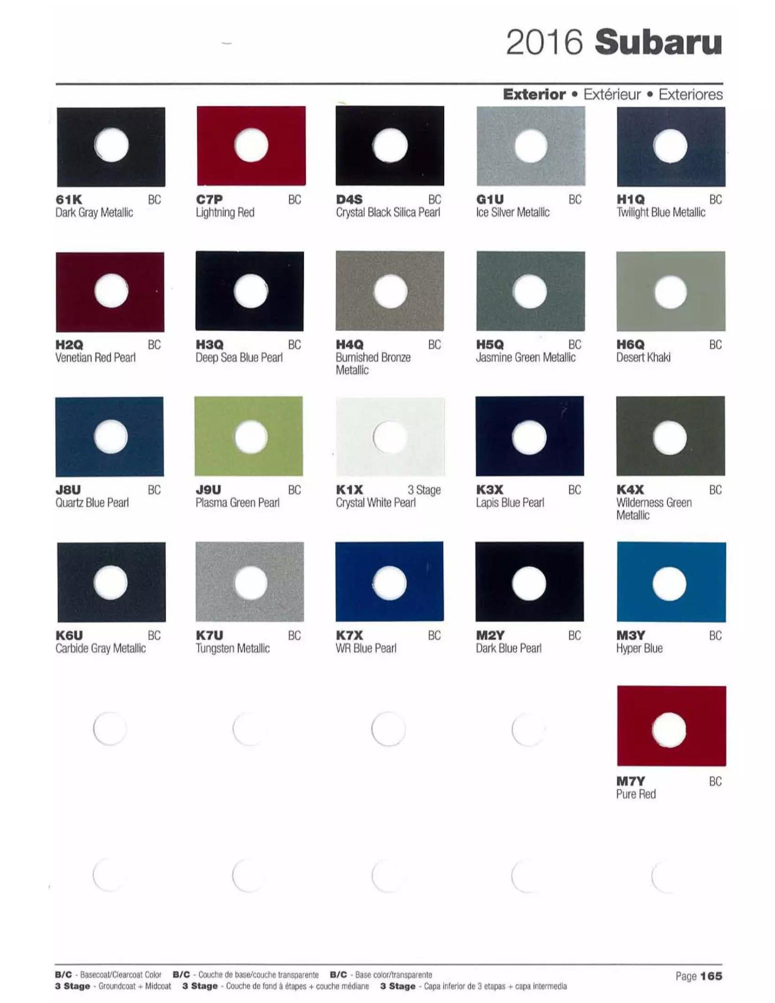 Paint color examples, their ordering codes, the oem color code, and vehicles the color was used on