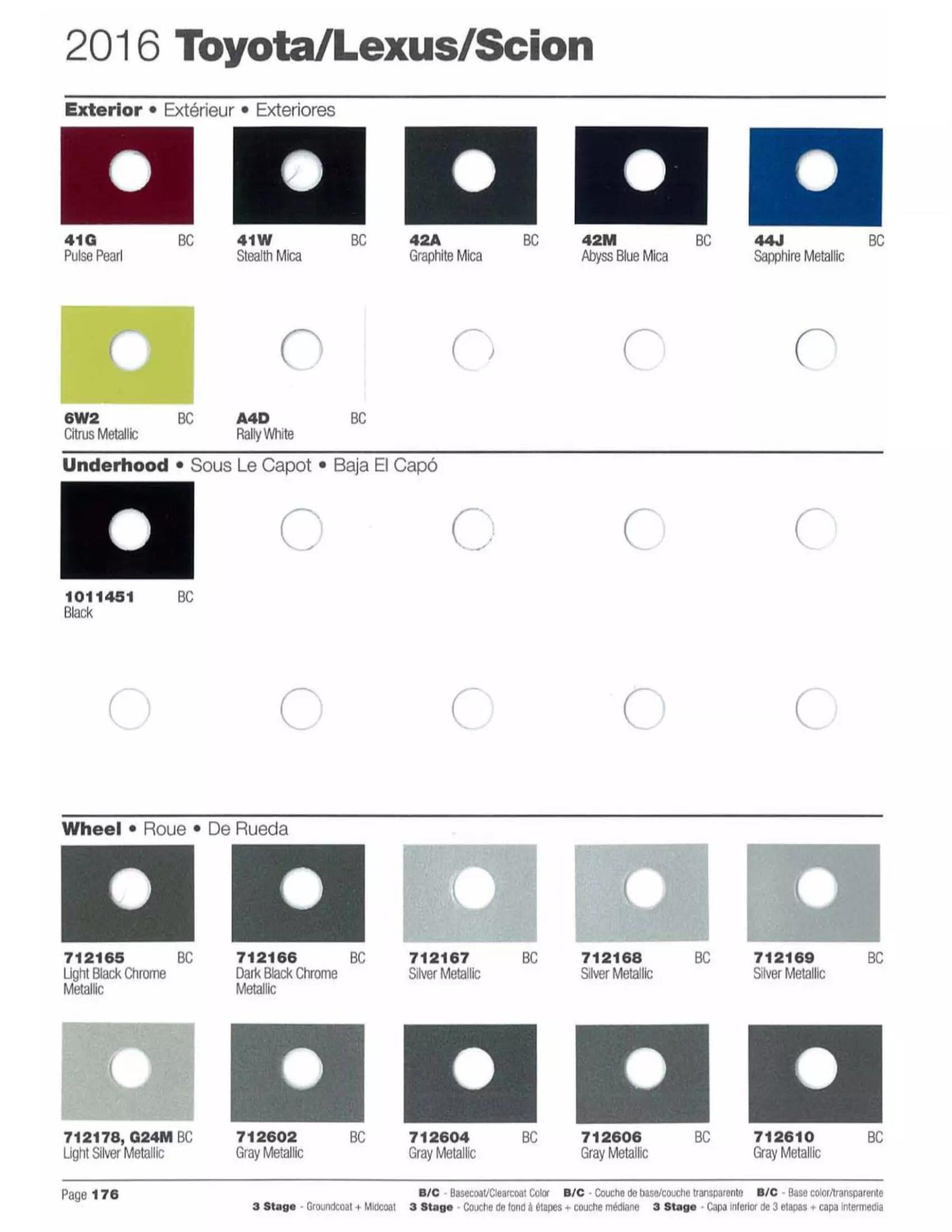 2016 Toyota, Lexus & Scion Paint Codes & Color Chart Toyota and lexus vehicle paint codes for exterior cars, ordering codes and color shades