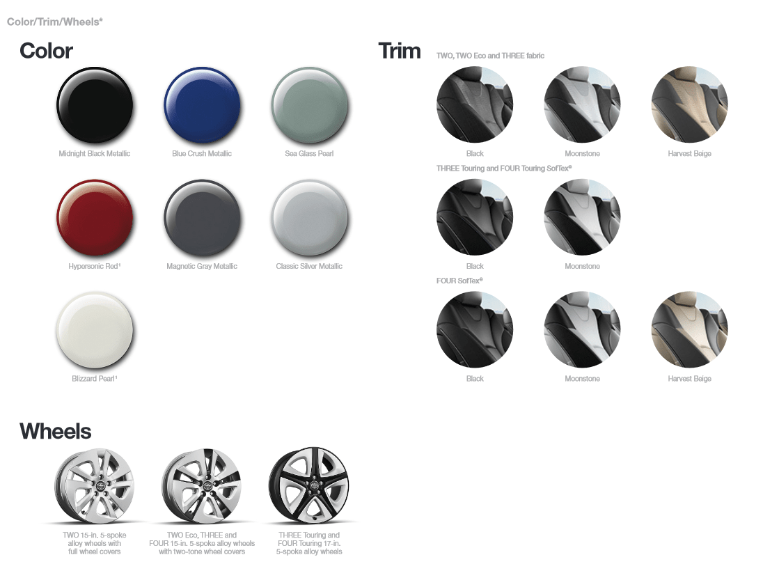 Exterior Paint Options for the Toyota Prius vehicle