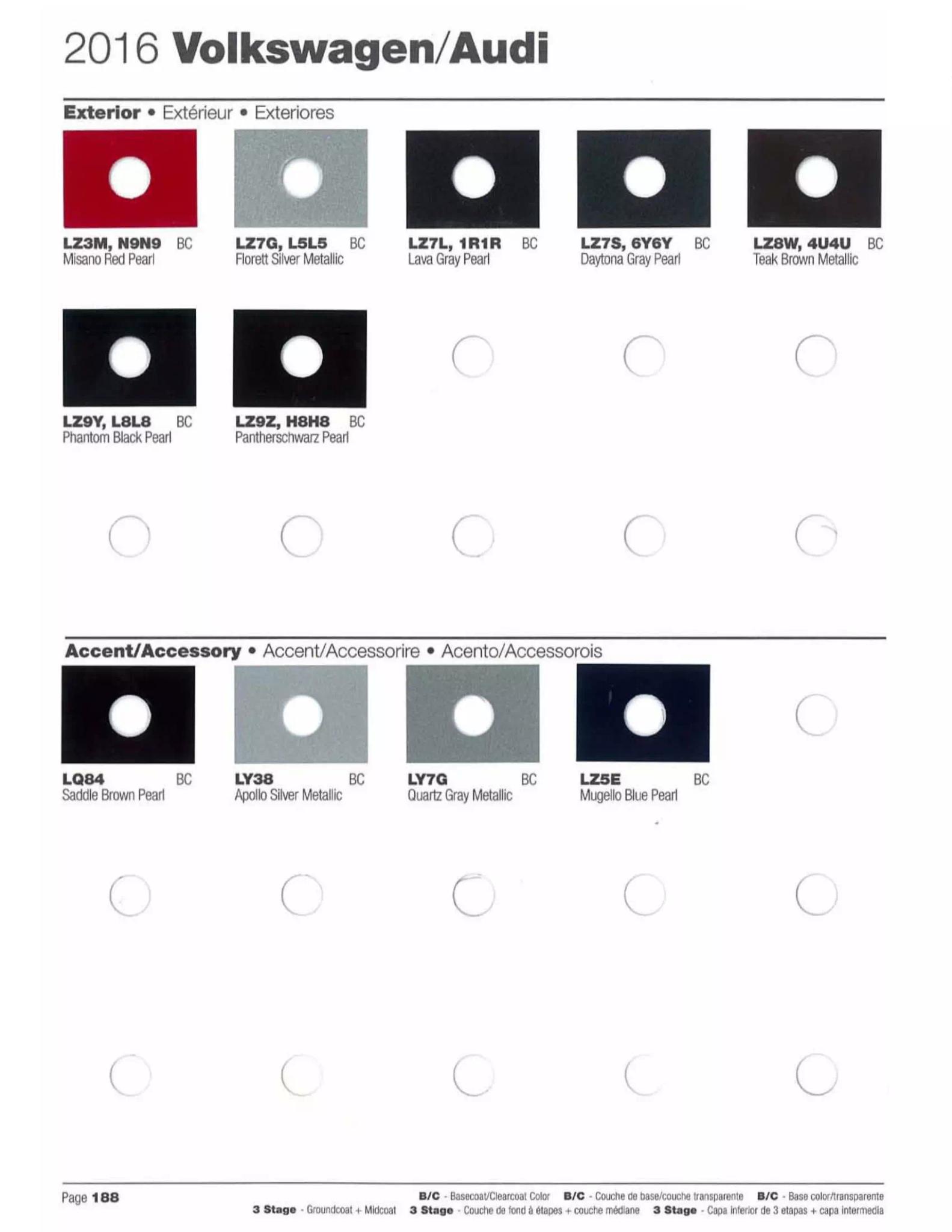 2016 Volkswagen & Audi Paint Codes & Color Chart Paint color examples, their ordering codes, the oem color code, and vehicles the color was used on