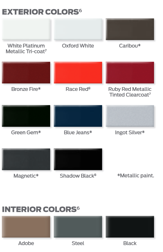 2016 Ford Chassis Cab Color Chart Vehicle example and paint swatches for the ford chassis cab vehicle
