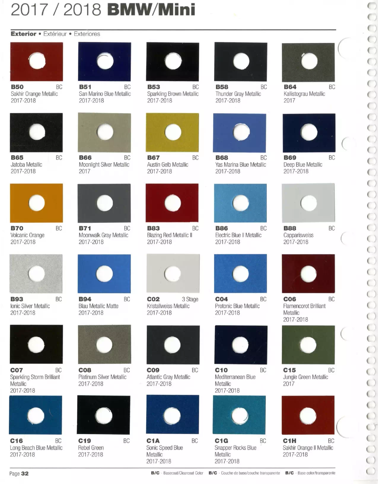 Paint color examples, their ordering codes, the oem color code, and vehicles the color was used on