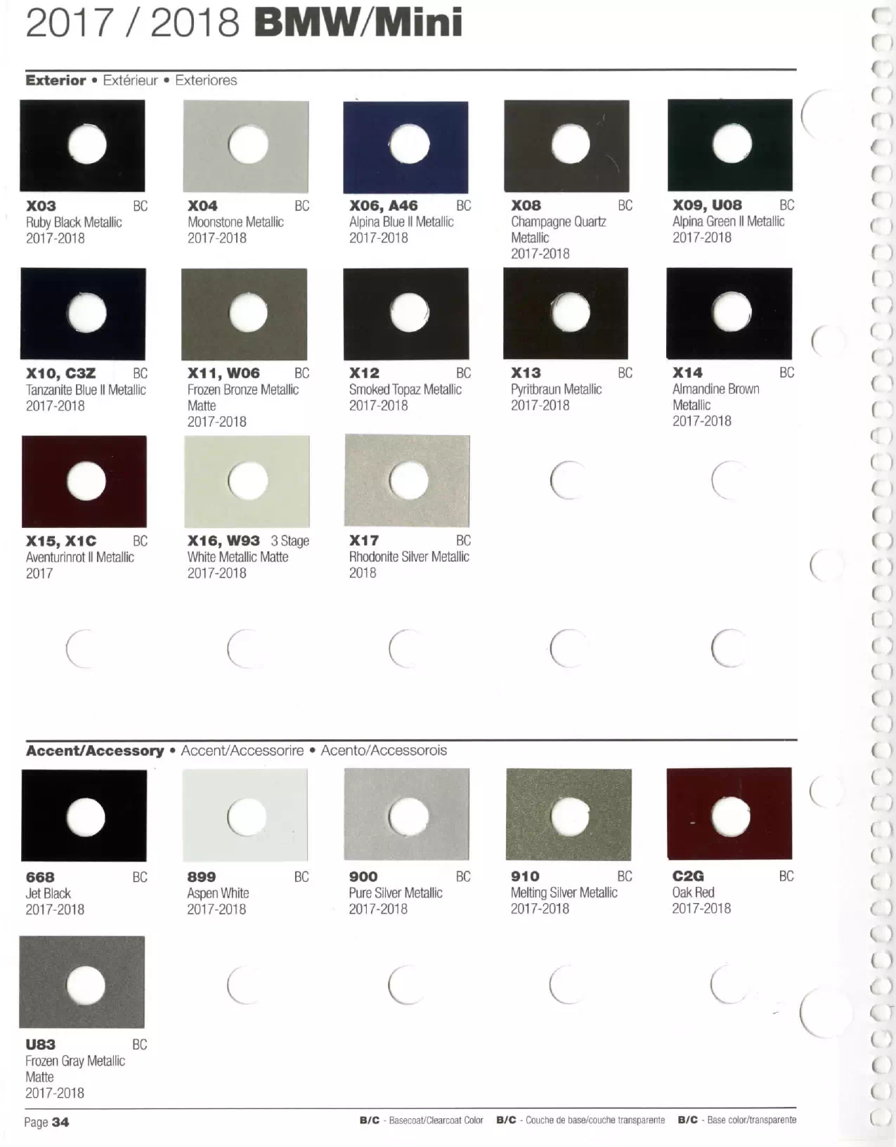 2017-2018 BMW & Mini Paint Codes & Color Chart Paint color examples, their ordering codes, the oem color code, and vehicles the color was used on