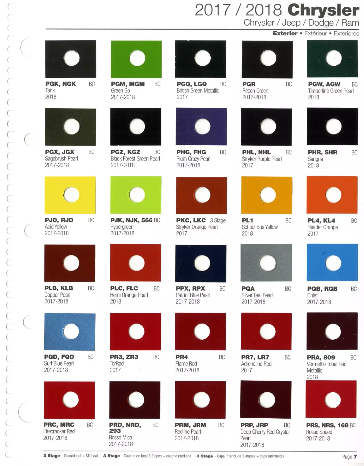 2017-2018 Chrysler, Dodge Jeep & Ram Paint Codes & Color Chart Paint color examples, their ordering codes, the oem color code, and vehicles the color was used on