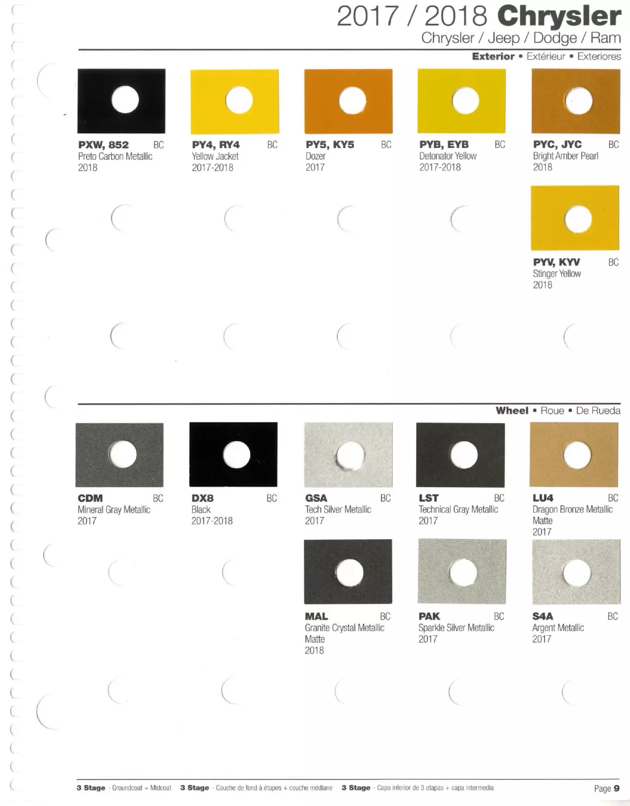2017-2018 Chrysler, Dodge Jeep & Ram Paint Codes & Color Chart Paint color examples, their ordering codes, the oem color code, and vehicles the color was used on