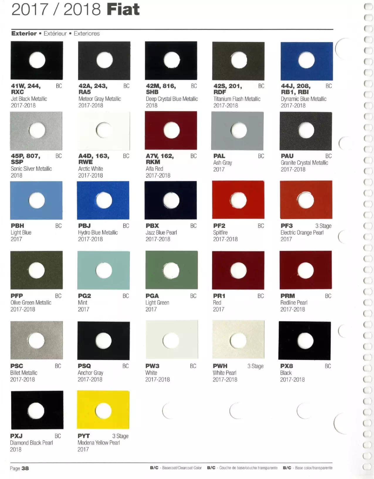 Paint color examples, their ordering codes, the oem color code, and vehicles the color was used on