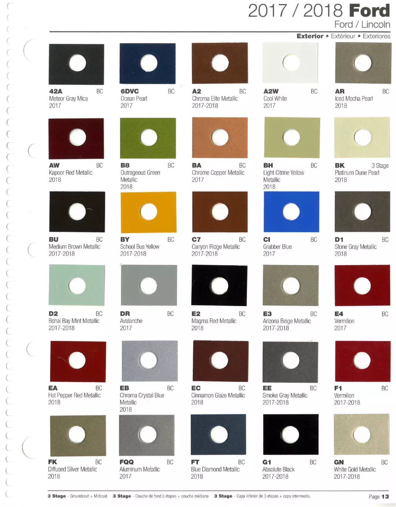 2017-2018 Ford & Lincoln Paint Codes & Color Chart Paint color examples, their ordering codes, the oem color code, and vehicles the color was used on