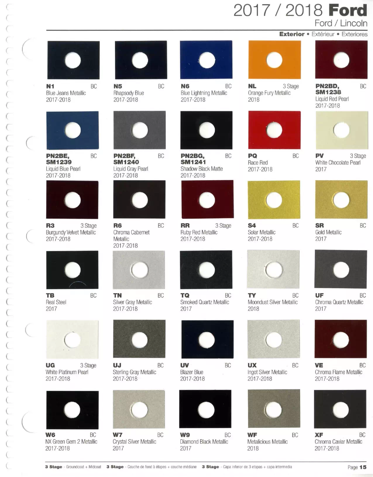 2017-2018 Ford & Lincoln Paint Codes & Color Chart Paint color examples, their ordering codes, the oem color code, and vehicles the color was used on