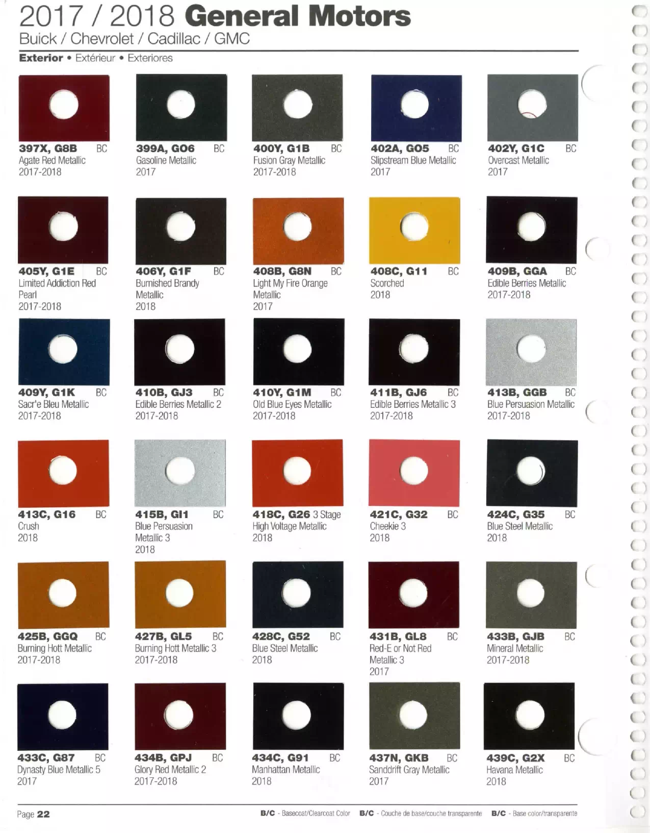 2017-2018 General Motors, Buick, Cadillac, Chevrolet & GMC Paint Codes & Color Chart Paint color examples, their ordering codes, the oem color code, and vehicles the color was used on