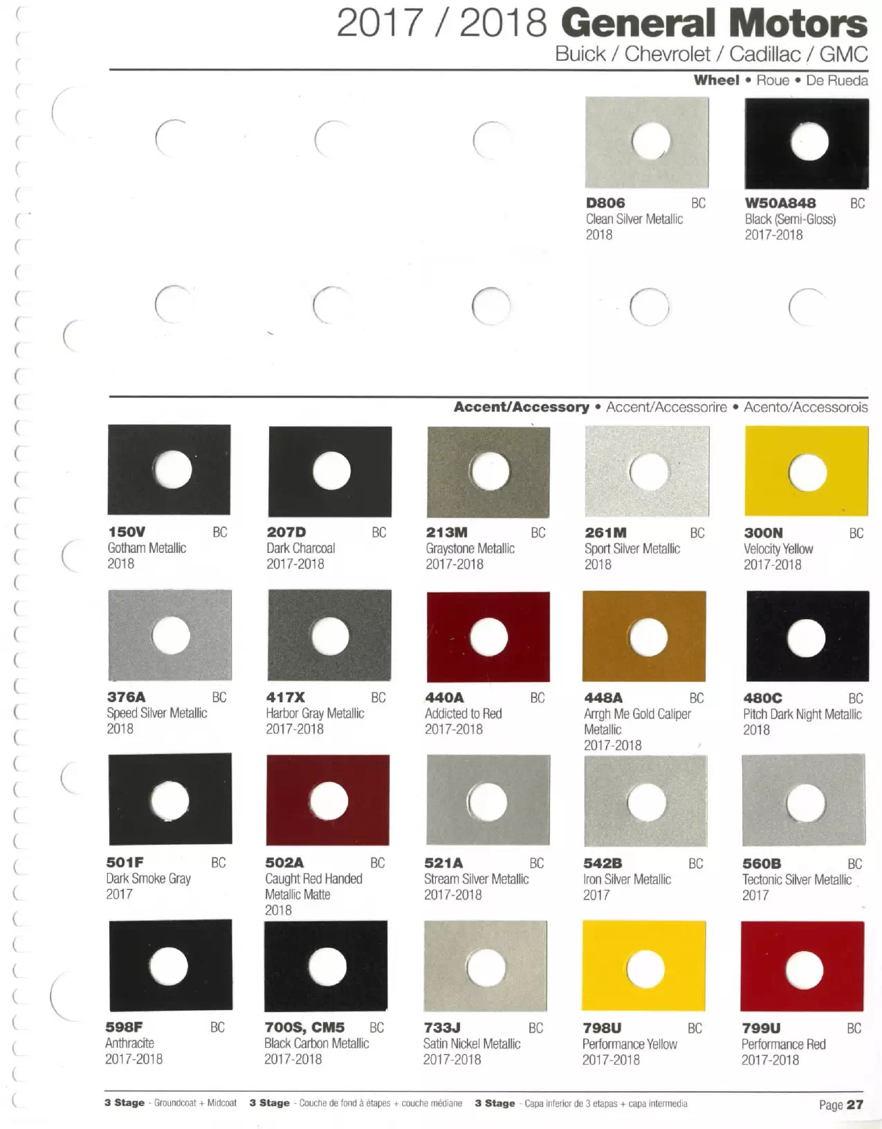2017-2018 General Motors, Buick, Cadillac, Chevrolet & GMC Paint Codes & Color Chart Paint color examples, their ordering codes, the oem color code, and vehicles the color was used on