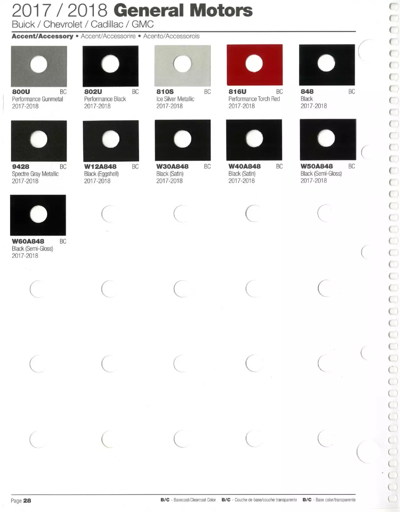 2017-2018 General Motors, Buick, Cadillac, Chevrolet & GMC Paint Codes & Color Chart Paint color examples, their ordering codes, the oem color code, and vehicles the color was used on