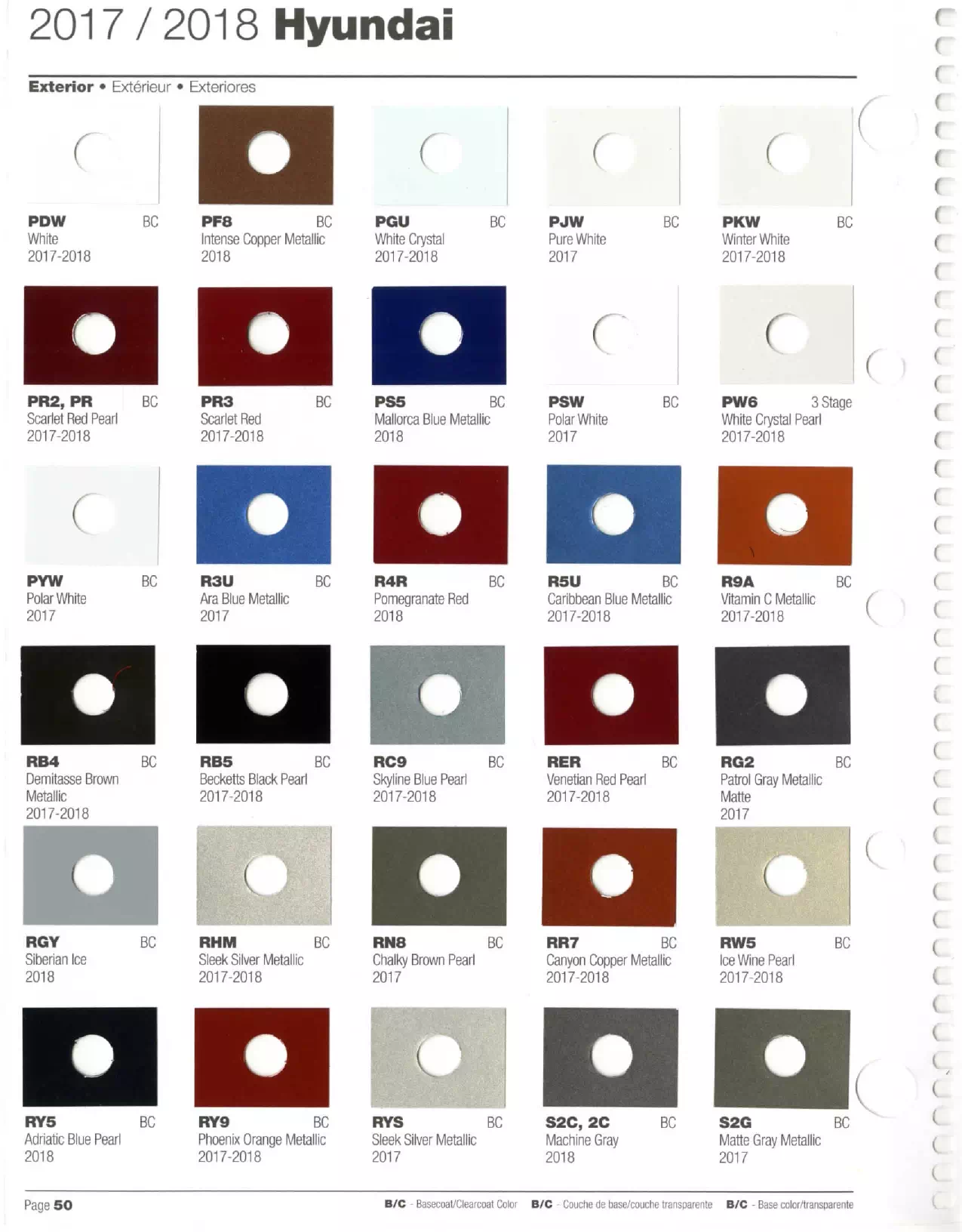 Paint color examples, their ordering codes, the oem color code, and vehicles the color was used on