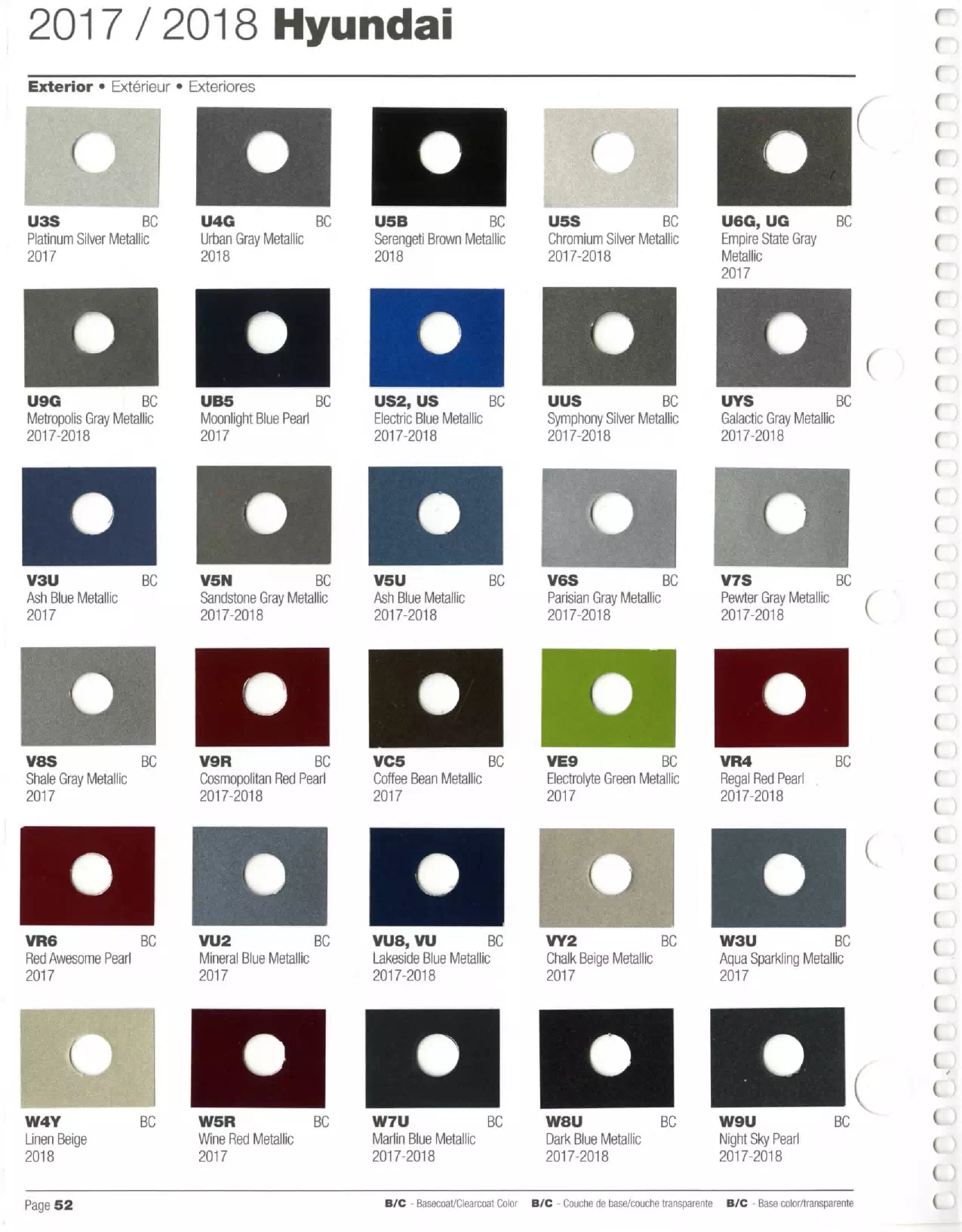 2017-2018 Hyundai Paint Codes & Color Chart Paint color examples, their ordering codes, the oem color code, and vehicles the color was used on